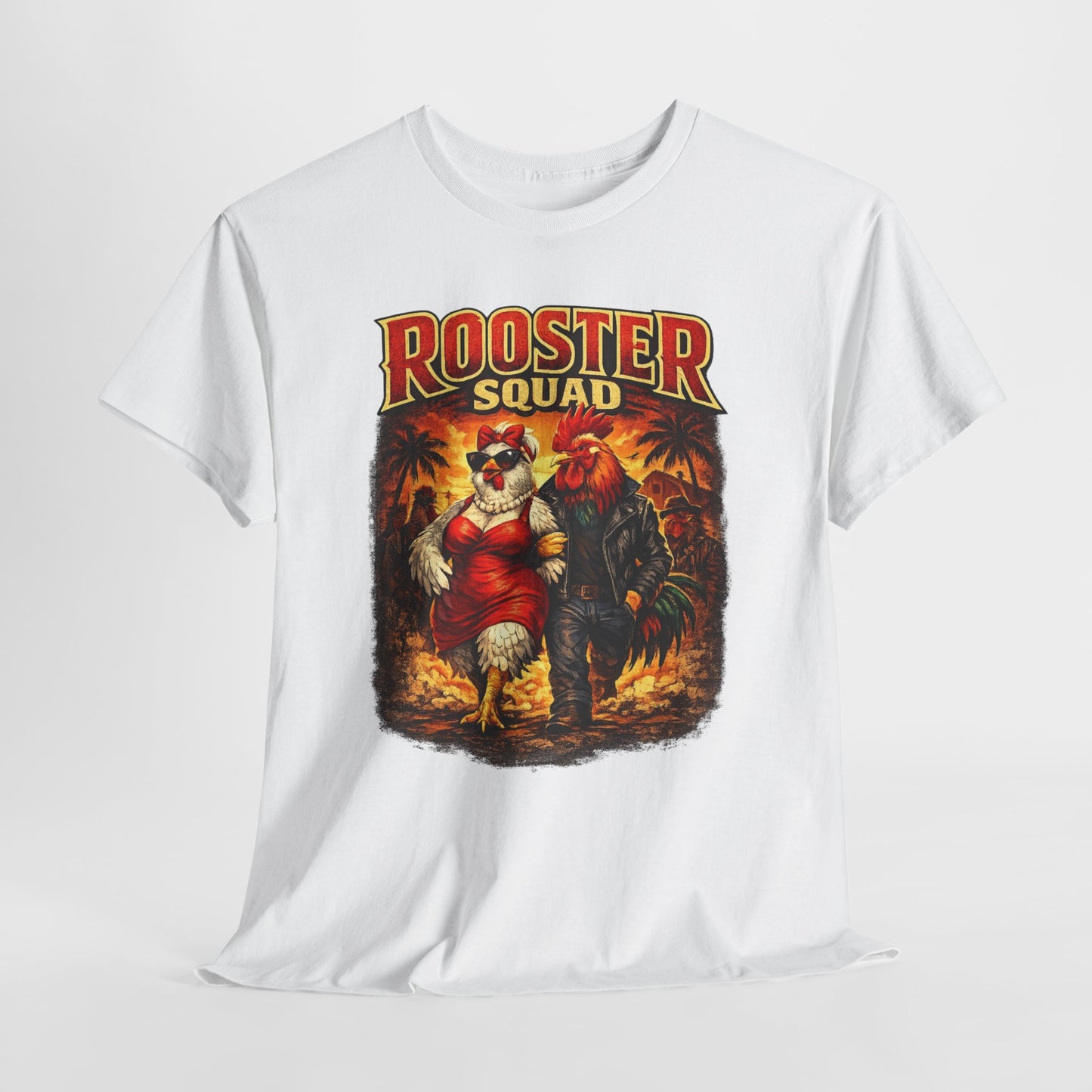 BIG ROOSTER ENERGY: Rooster Squad Vintage Graphic Tee – Retro Tropical Rooster Couple Shirt