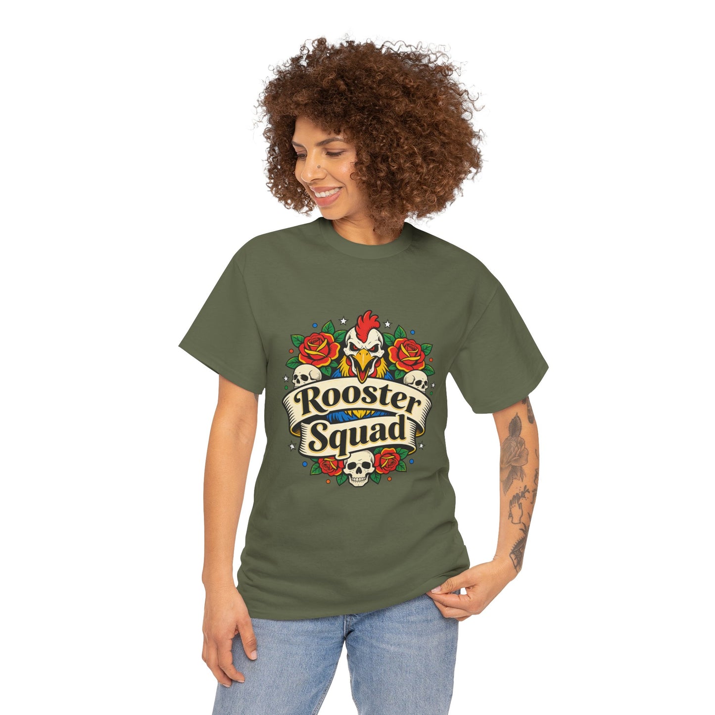 Rooster Squad T-Shirt — Vintage Tattoo Floral Rooster Tee