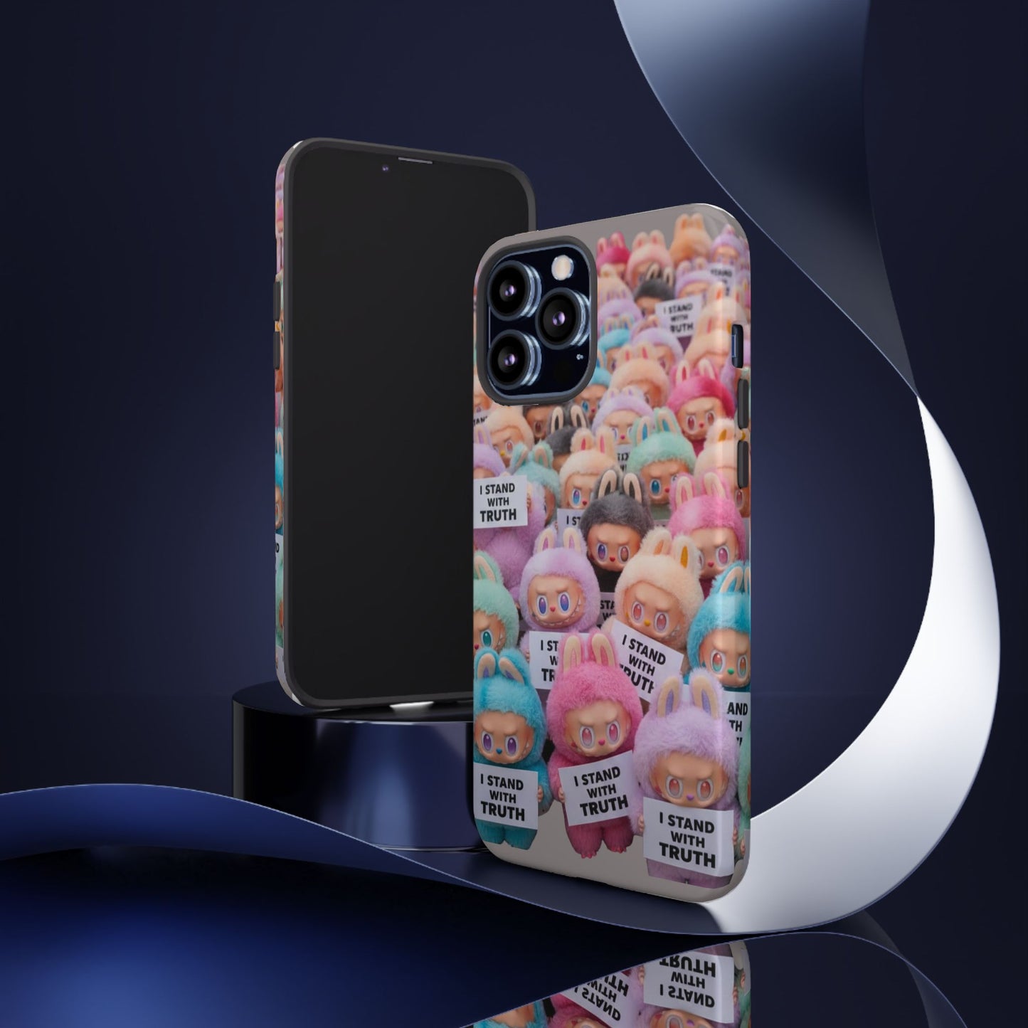 Cute Labubu  Phone Case — "I Stand With Truth" Pastel Doll Design
