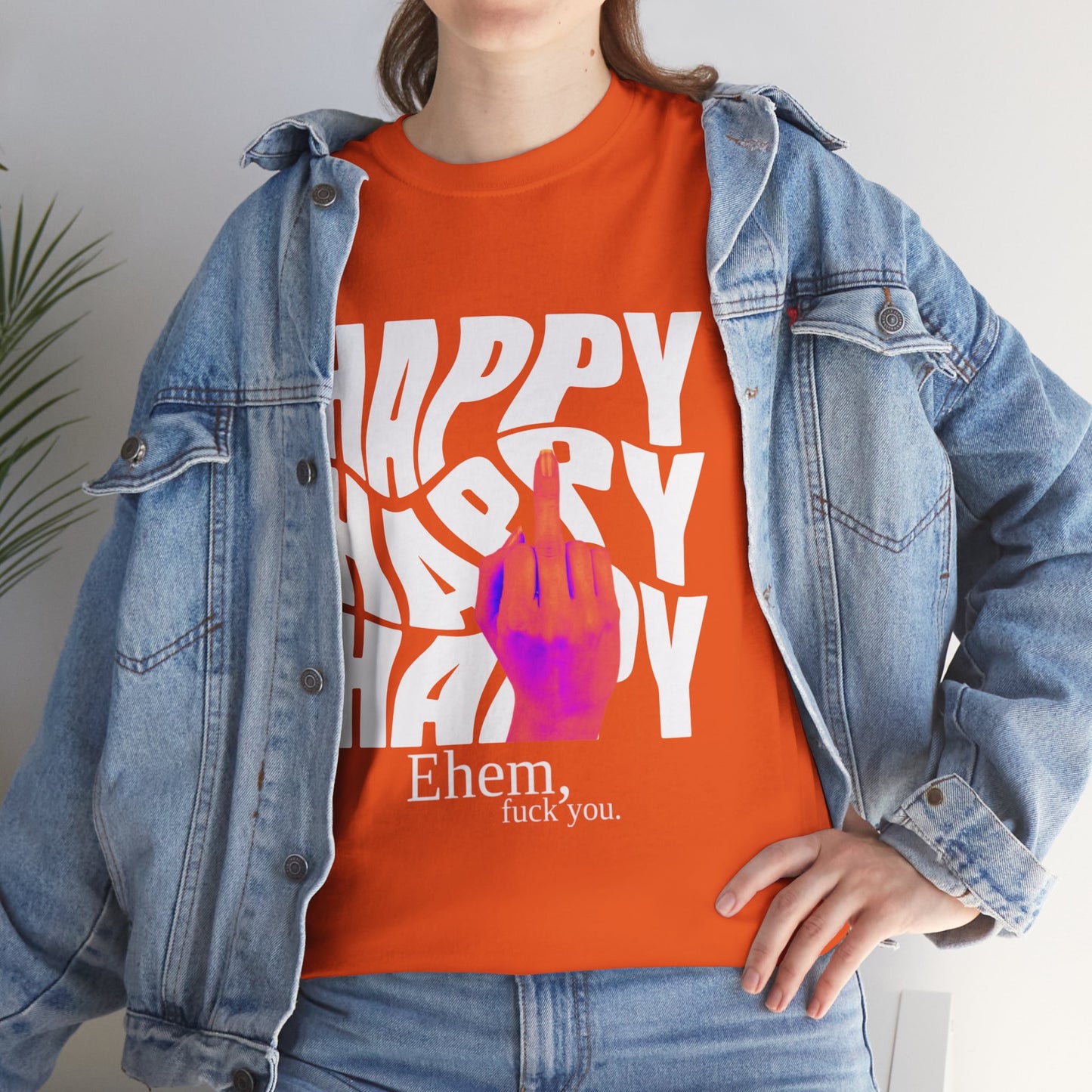 Happy Middle Finger Tee — "Ehem, fuck you." Graphic T-Shirt