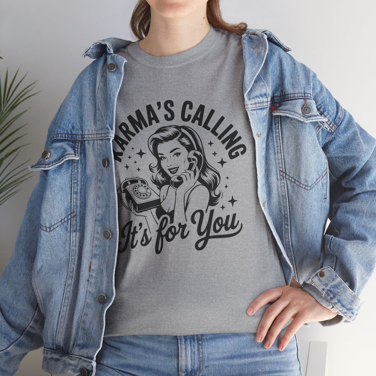 T‑Shirt — “Karma’s Calling, It’s for You” Retro Graphic Tee
