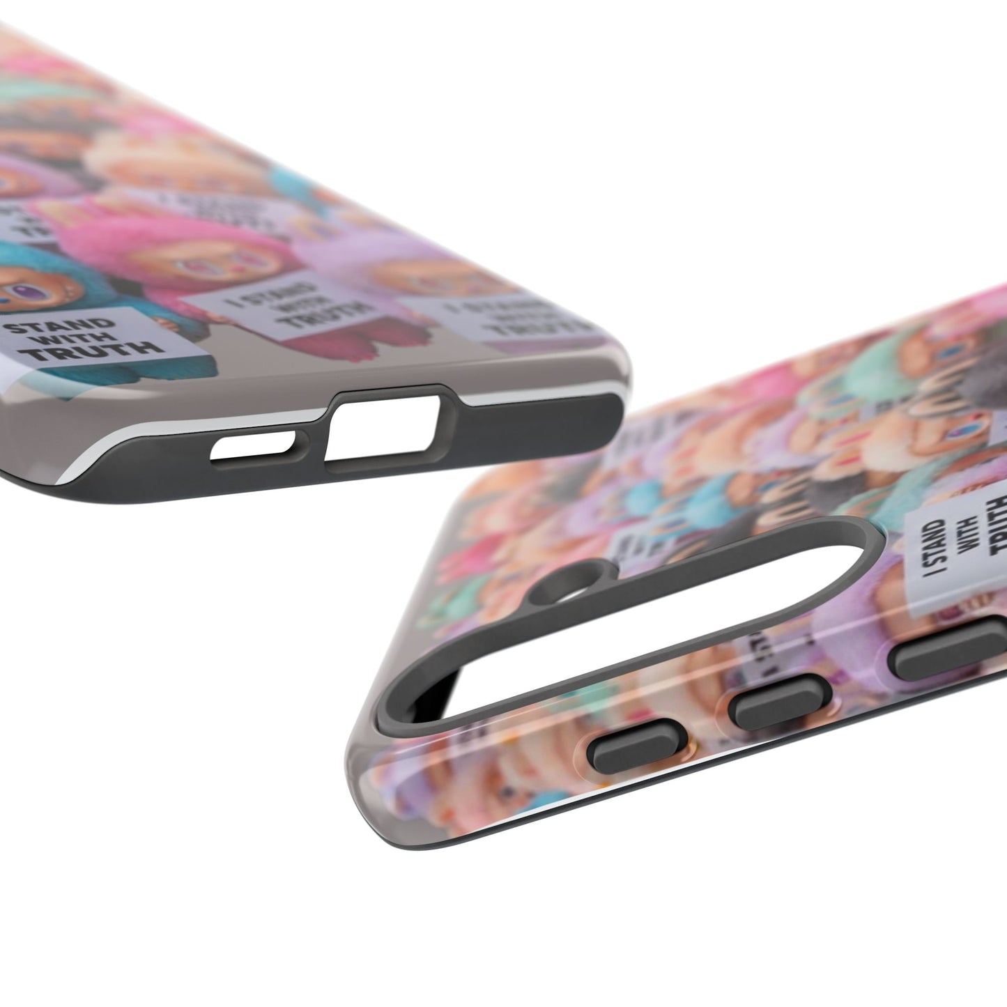 Cute Labubu  Phone Case — "I Stand With Truth" Pastel Doll Design