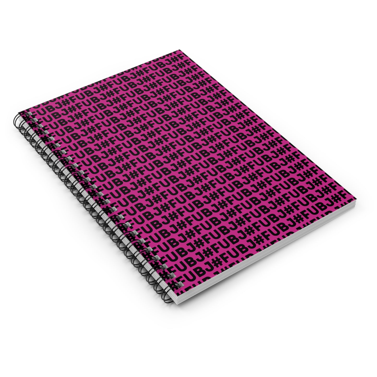 Spiral Notebook — Bold Repeating “FUBJ” Pattern, Lined Journal for Notes & School