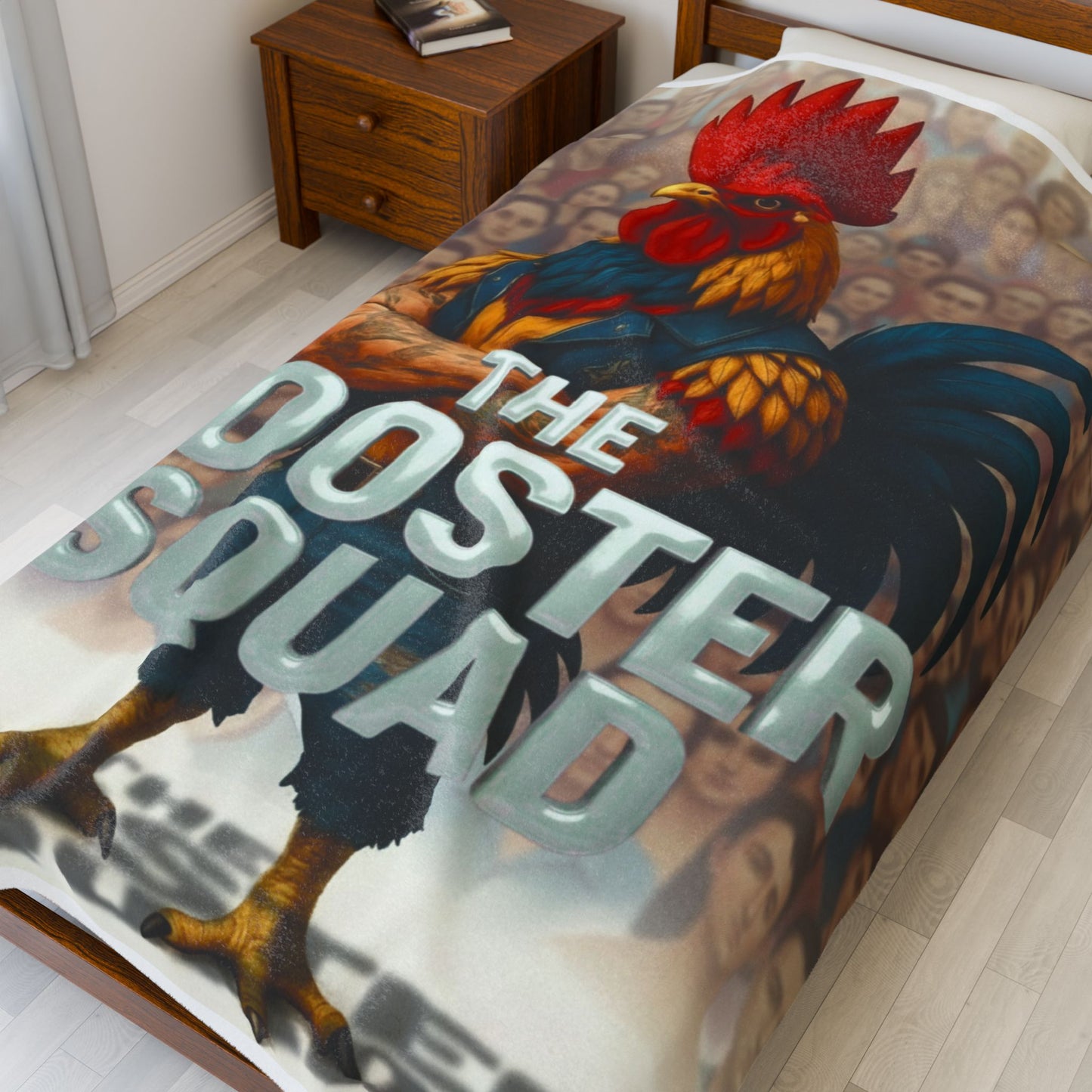 The Rooster Squad- We are Better Together- ALL VOICES  Velveteen Plush Blanket — Cozy Novelty Rooster Throw