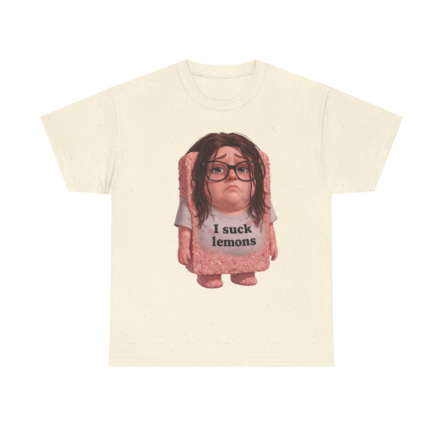 Graphic Tee — Cute Sad SPAM  Character with 'I suck lemons' Slogan