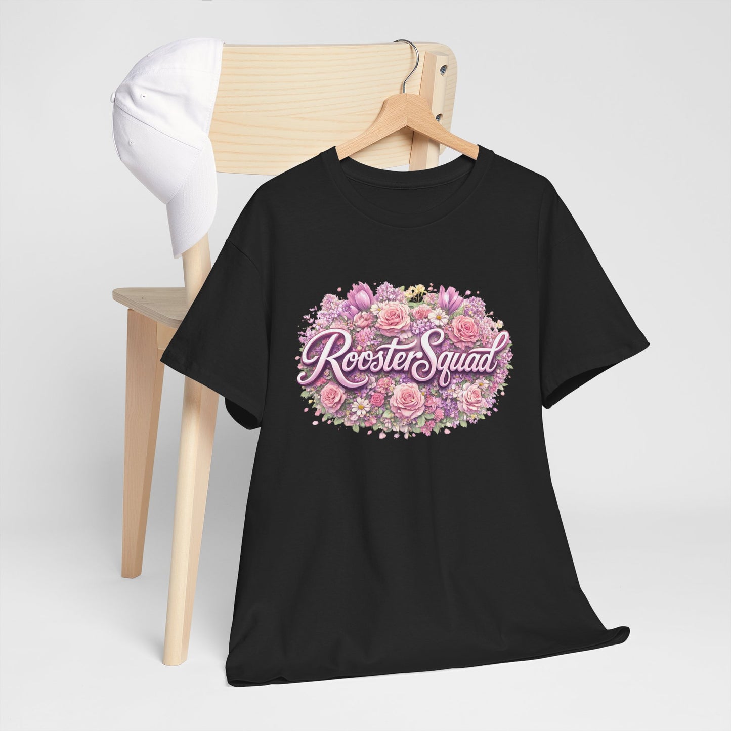 Rooster Squad Floral Tee — Vintage Pink Floral Graphic Shirt