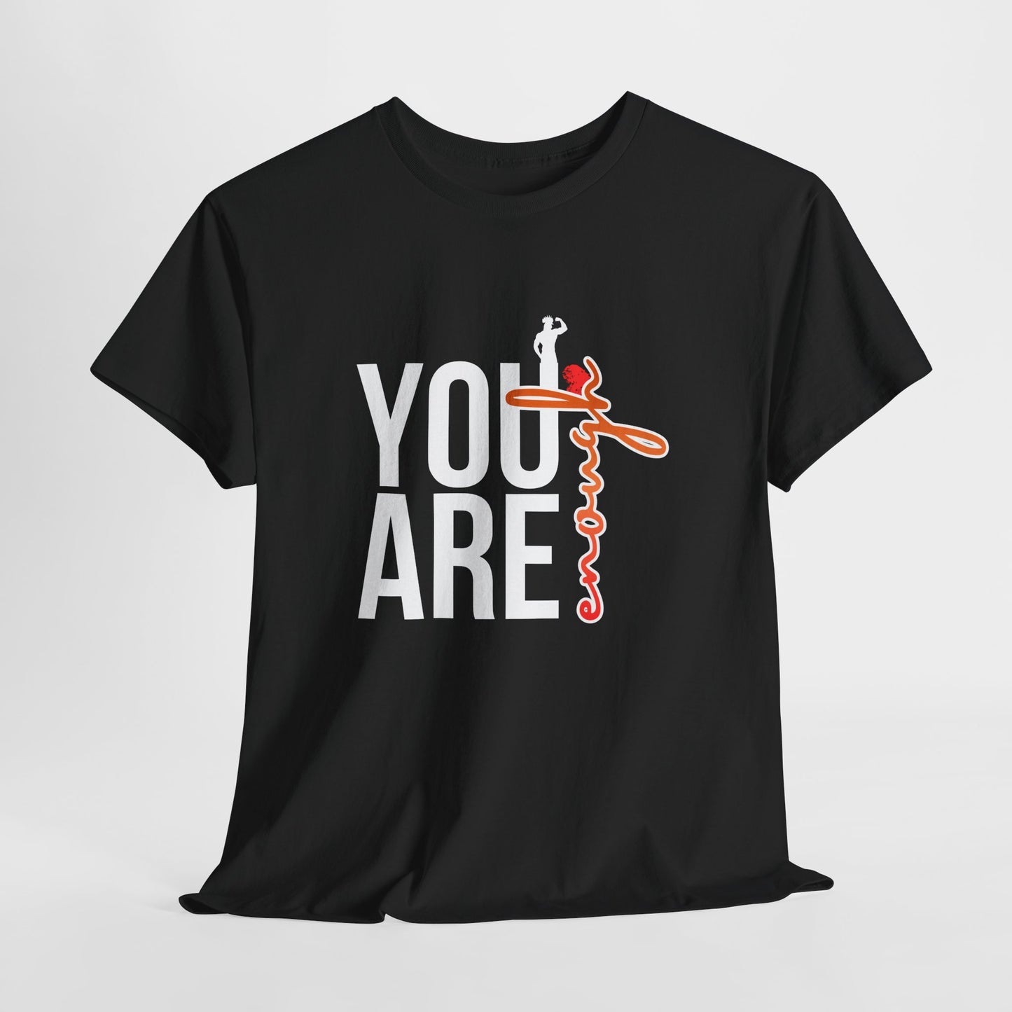 Enough Vertical Script Tee — Minimal Motivational Graphic T-Shirt