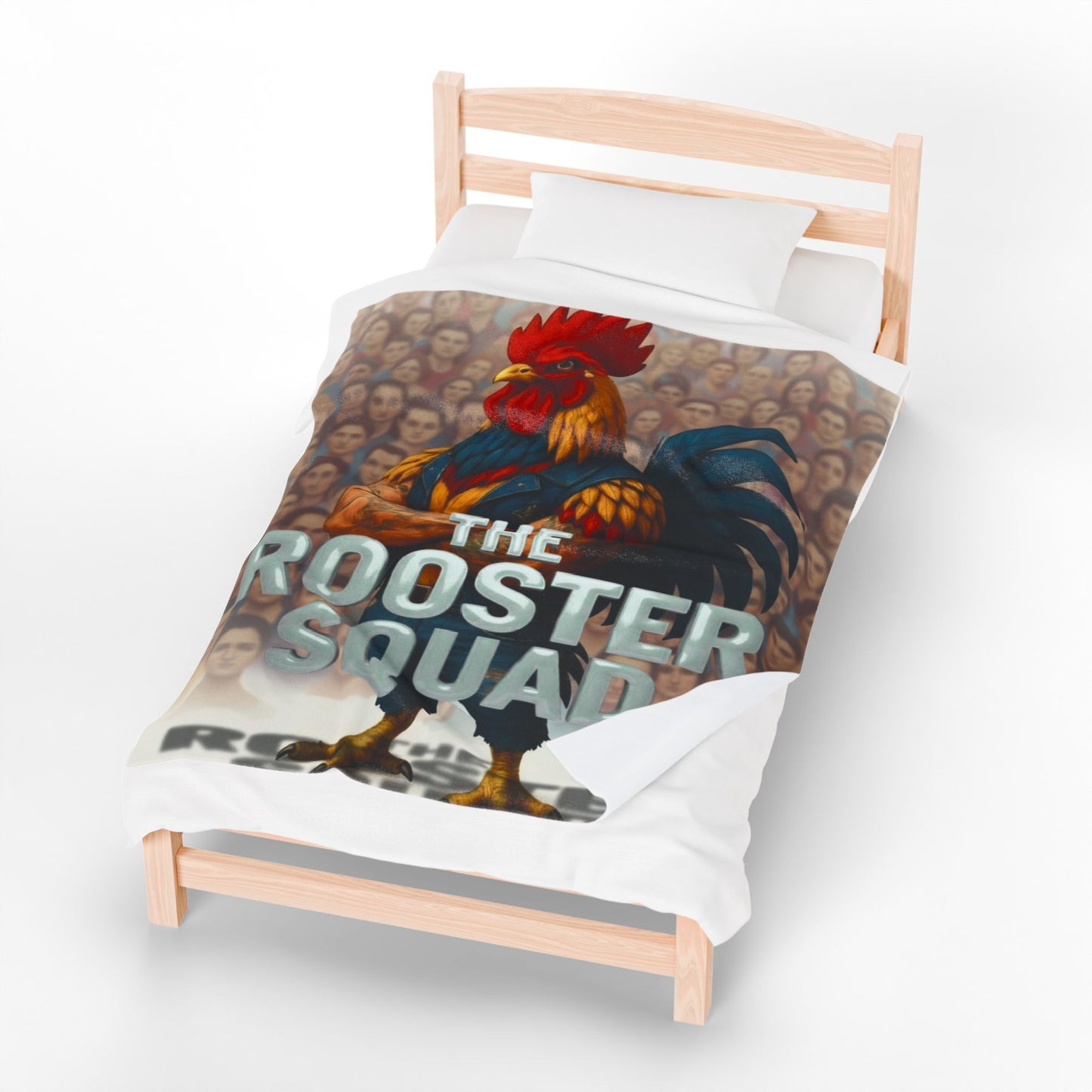 The Rooster Squad- We are Better Together- ALL VOICES  Velveteen Plush Blanket — Cozy Novelty Rooster Throw