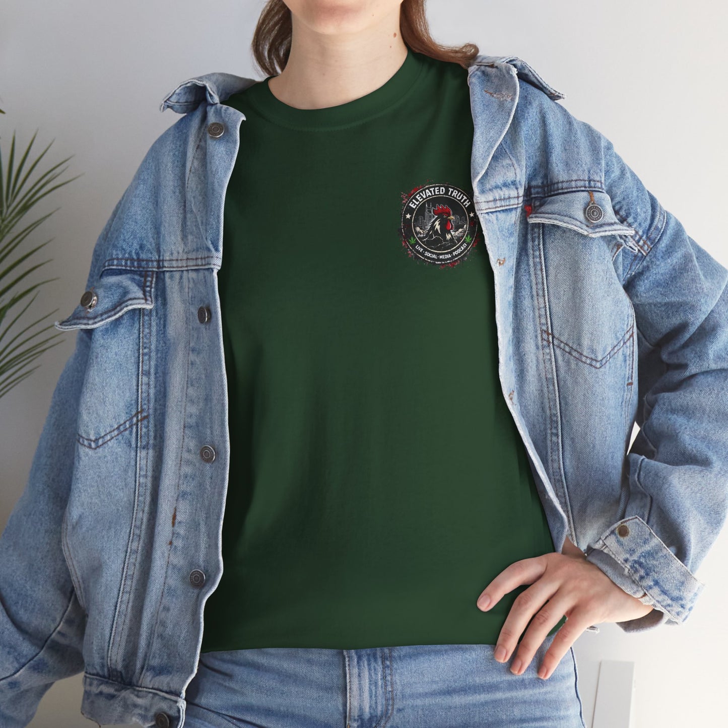 Rooster Squad Graphic Tee — Vintage Firefighter-Style Back Print