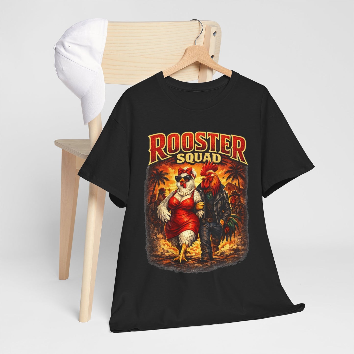 BIG ROOSTER ENERGY: Rooster Squad Vintage Graphic Tee – Retro Tropical Rooster Couple Shirt