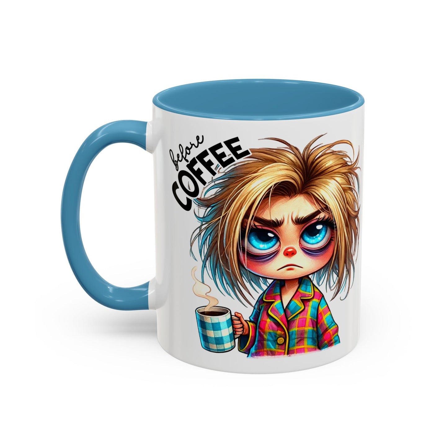 Accent Coffee Mug — Cute Blonde 'Fully Caffeinated' Coffee Lover Gift (11/15 oz)