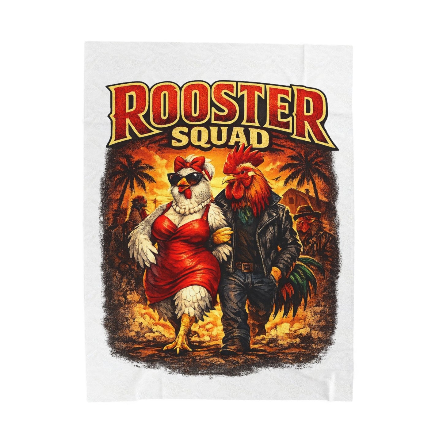 Rooster Squad Velveteen Plush Blanket — Cozy Farmhouse Throw for Chicken Lovers