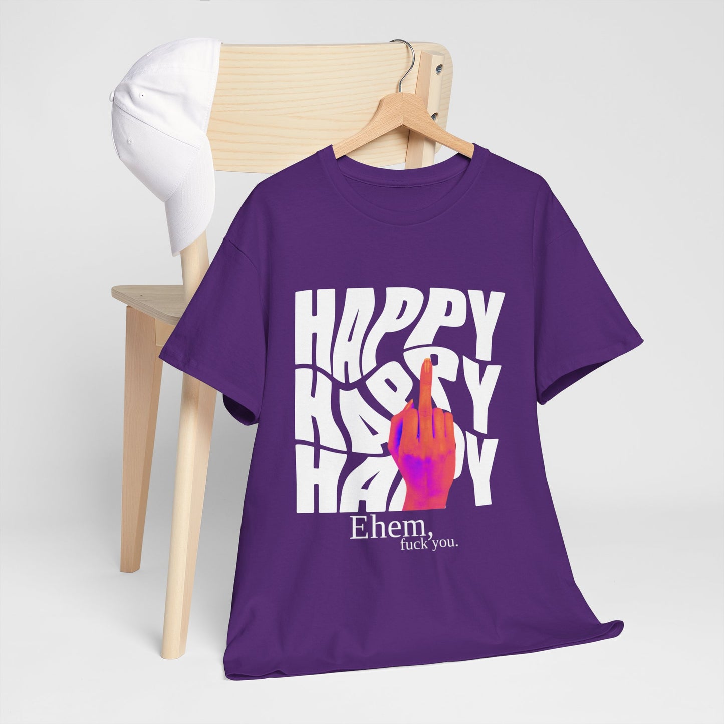 Happy Middle Finger Tee — "Ehem, fuck you." Graphic T-Shirt