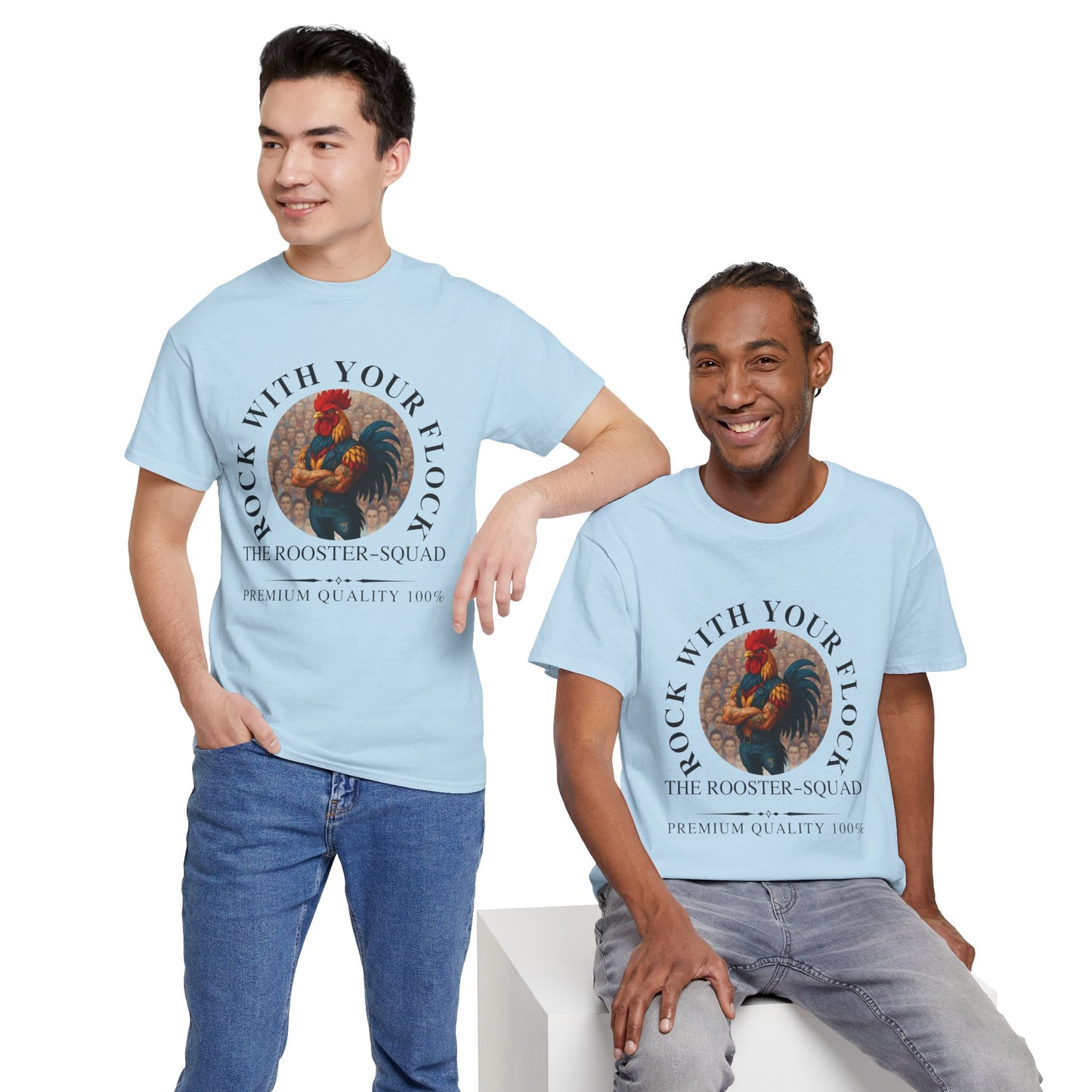 Rooster Squad Tee — "Rock With Your Flock" Vintage Rooster Graphic T-Shirt