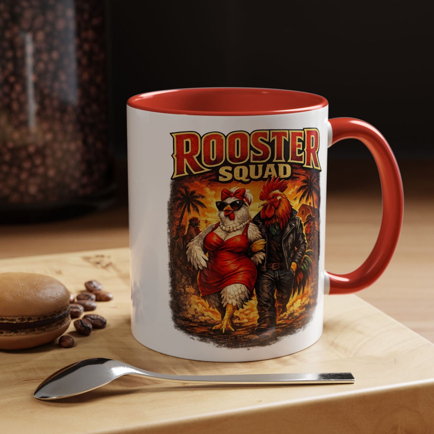 BIG ROOSTER ENERGY: Rooster Squad Coffee Mug – Retro Tropical Rooster Couple Accent Mug (11/15oz)