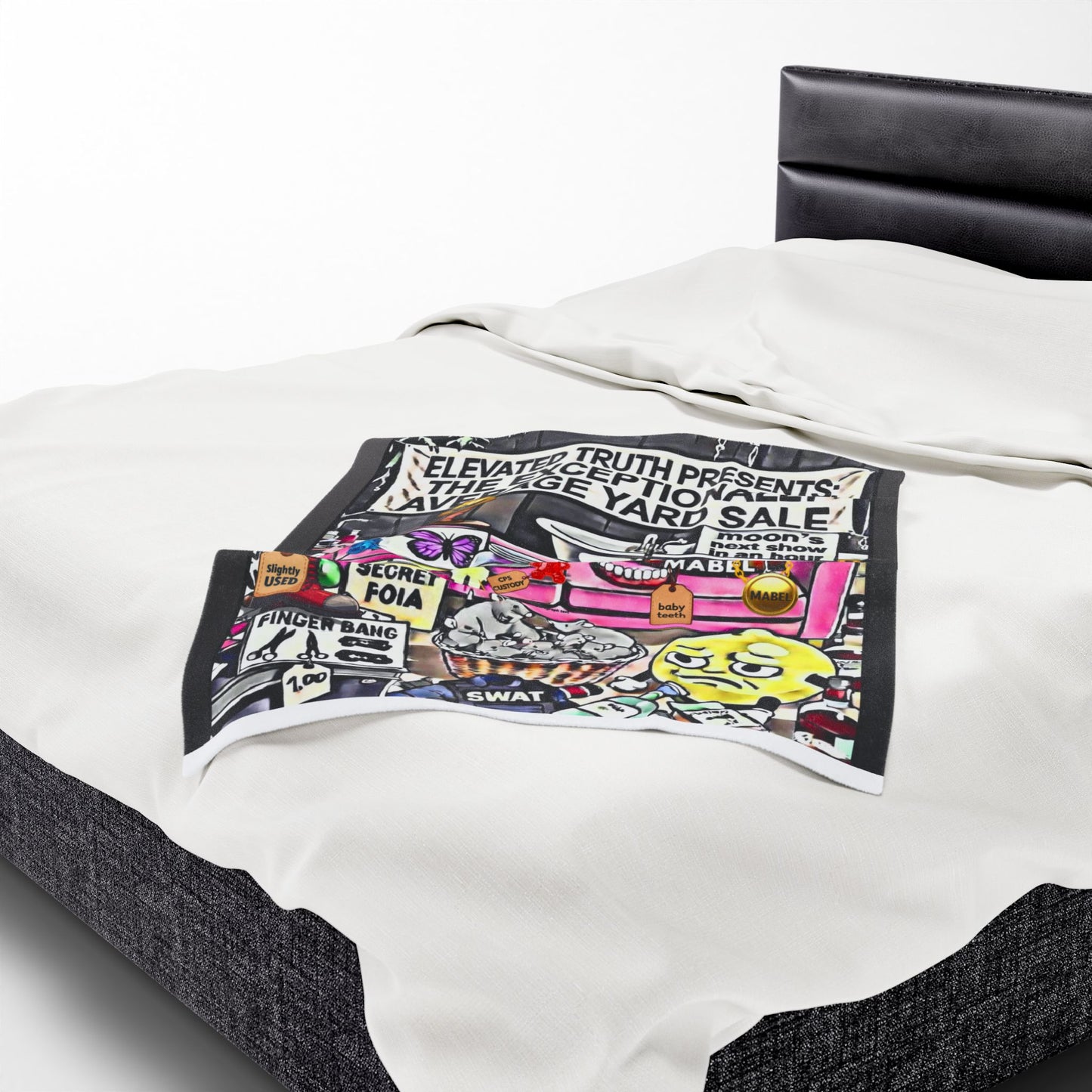 Velveteen Plush Blanket — 'Elevated Truths' Humorous Year‑End Yard Sale Design