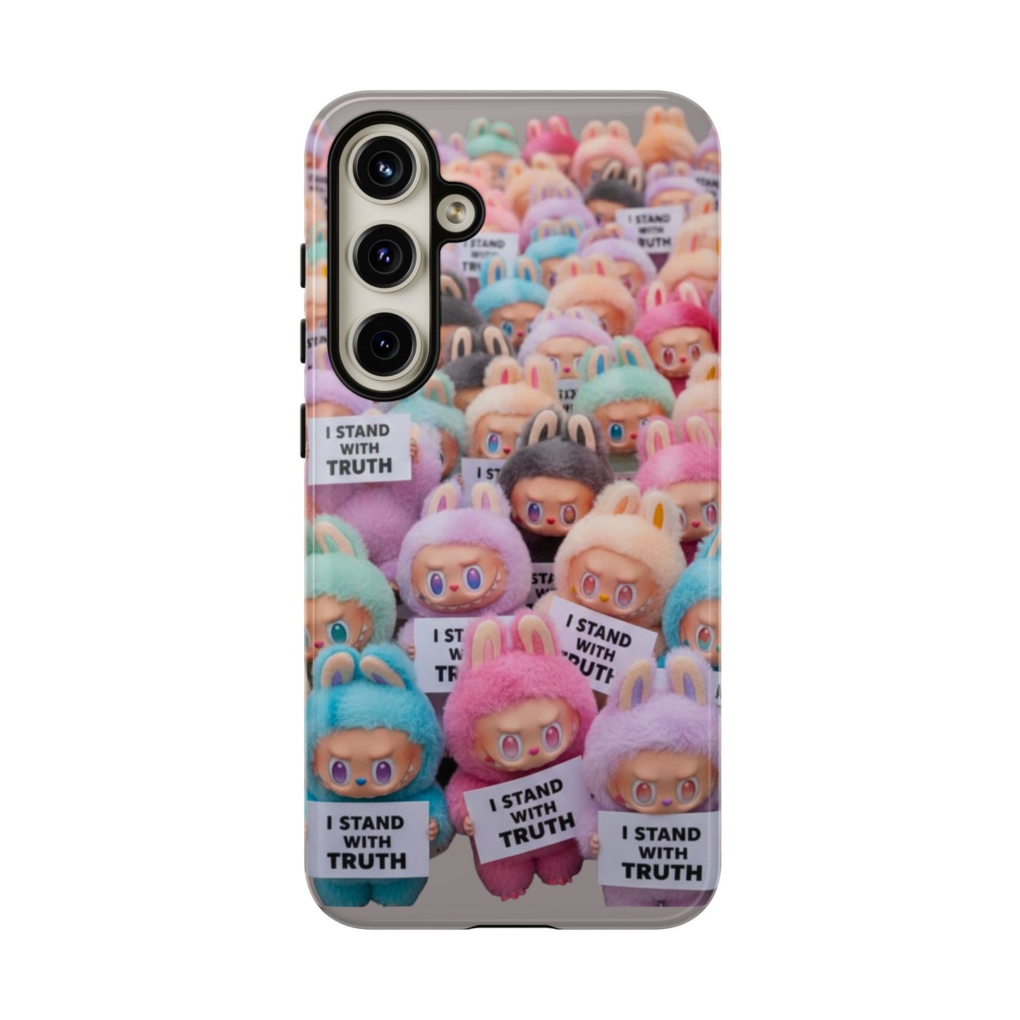 Cute Labubu  Phone Case — "I Stand With Truth" Pastel Doll Design