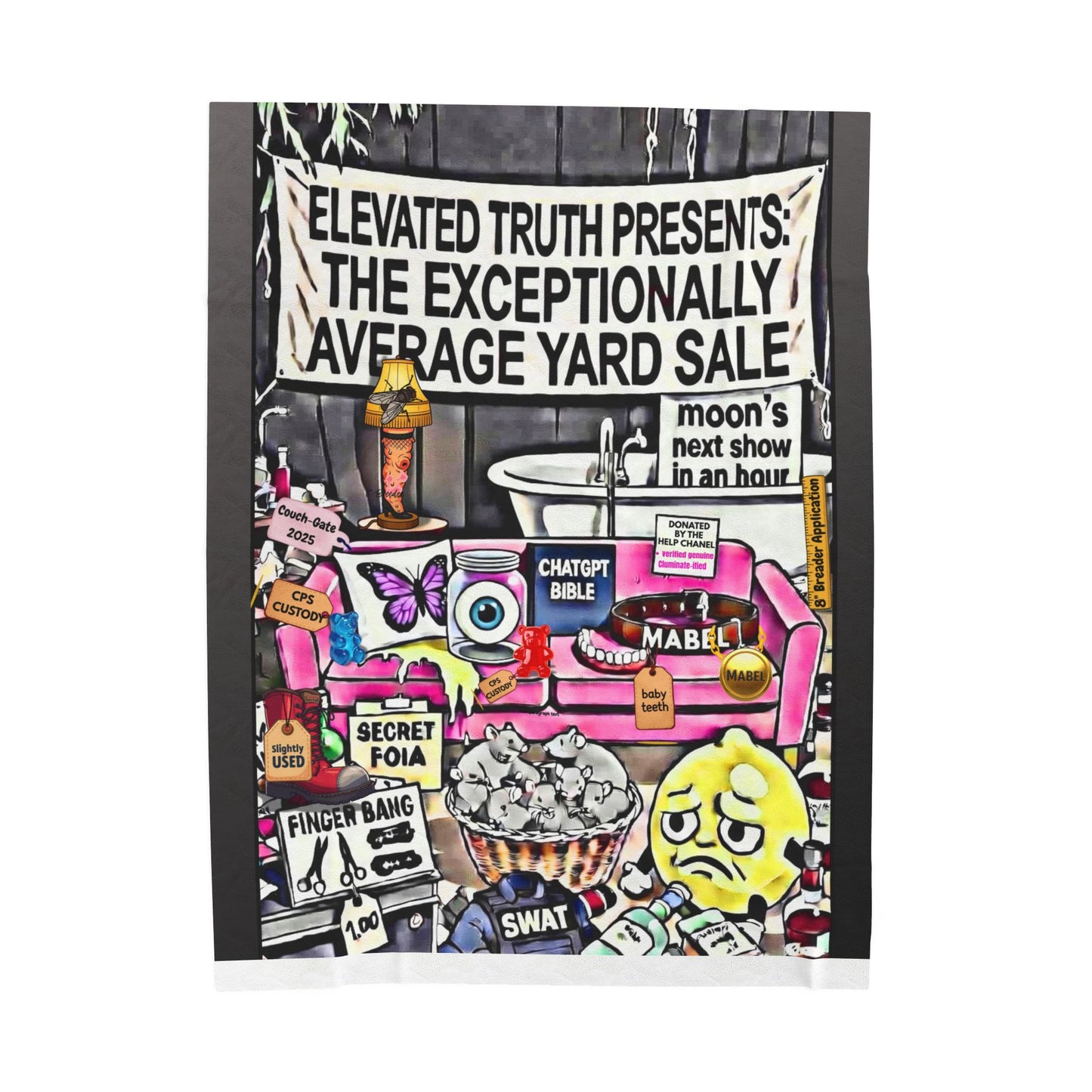 Velveteen Plush Blanket — 'Elevated Truths' Humorous Year‑End Yard Sale Design