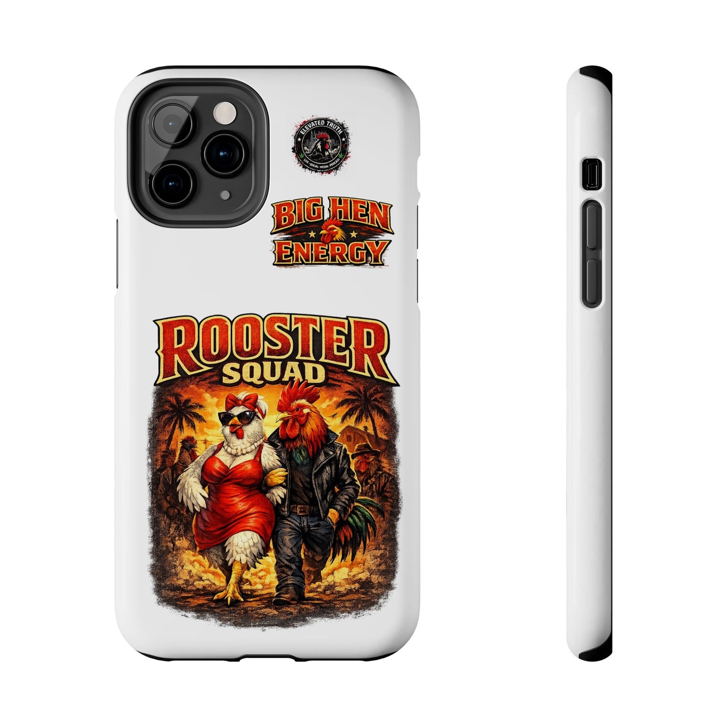 Rooster Squad Tough Phone Case – "Big Hen Energy" Retro Chicken Couple Design