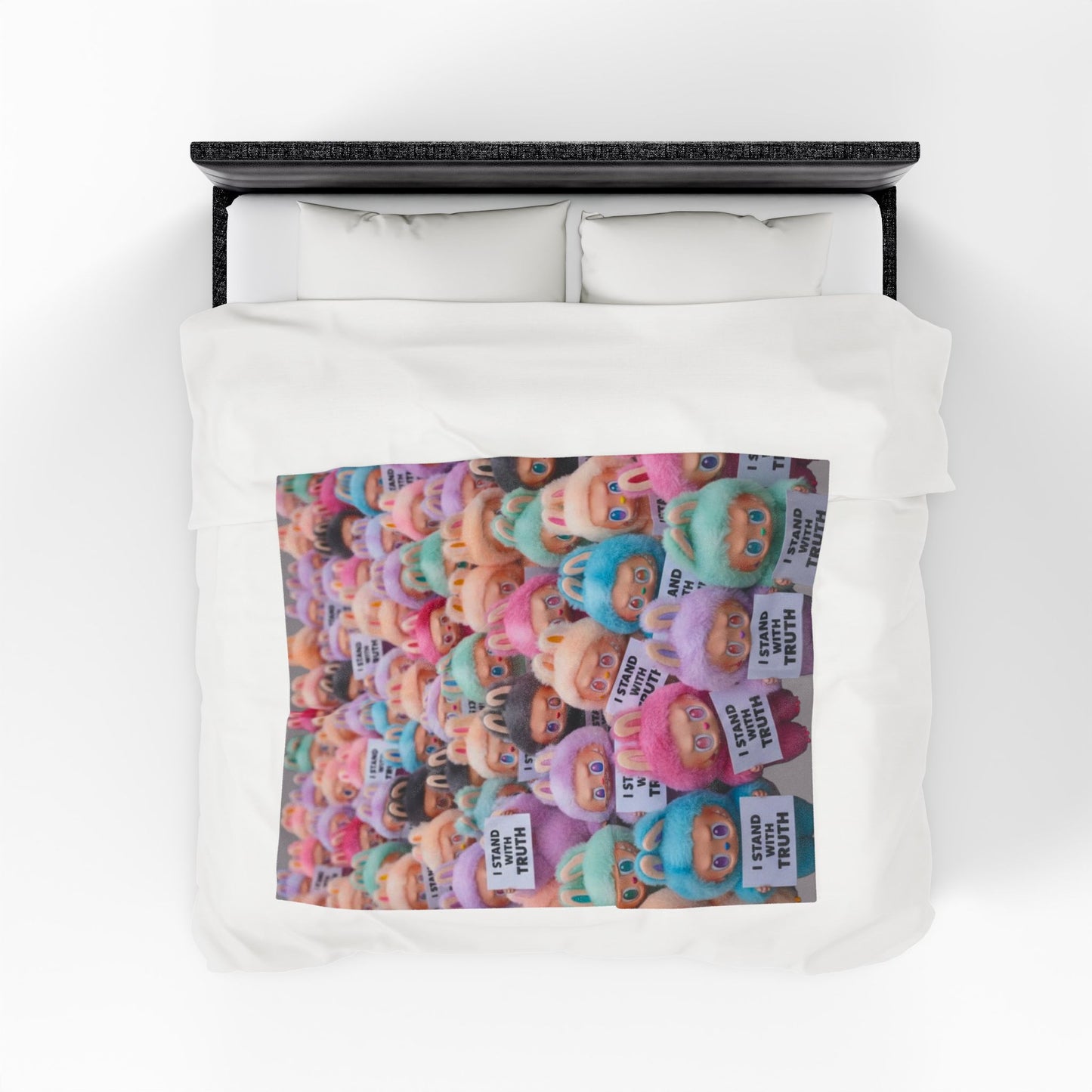 LABUBU  Blanket — Cute Labubu Doll Pattern, "I Stand With Truth" Cozy Throw