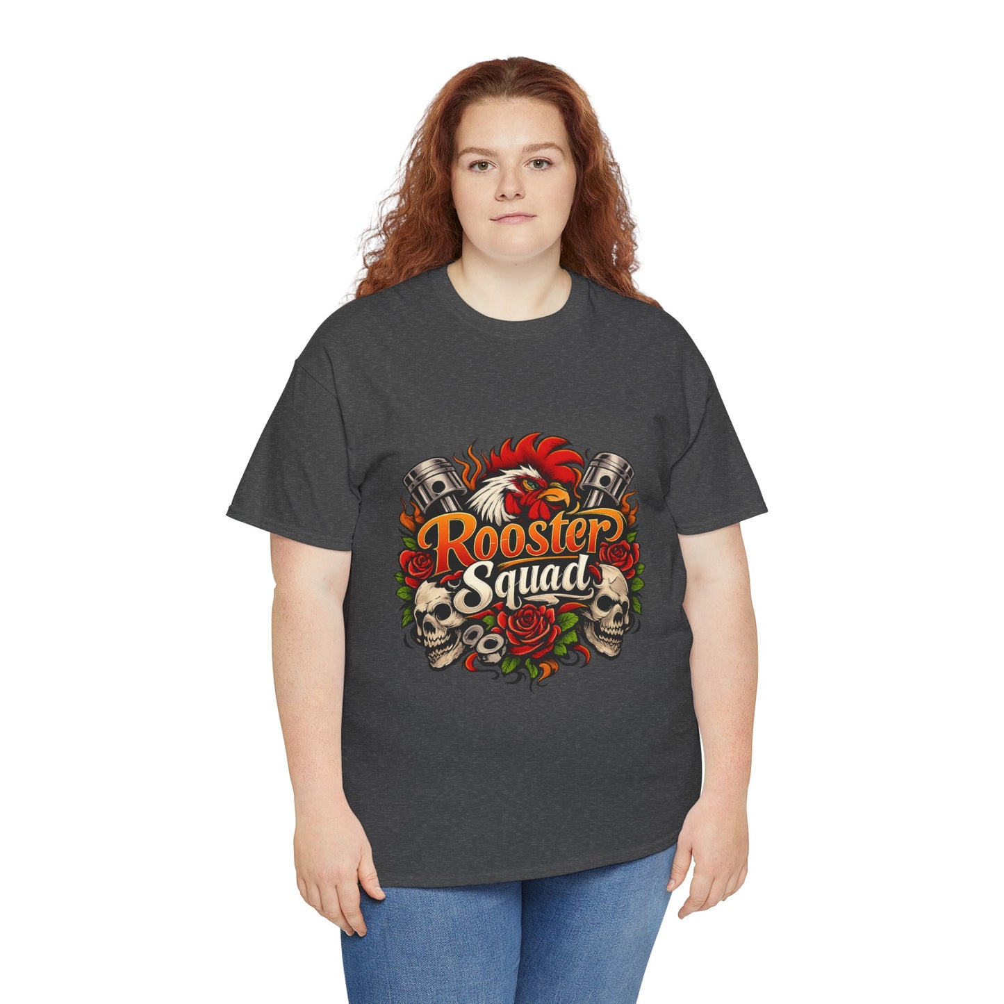 Rooster Squad Graphic Tee — Retro Skull & Pistons Vintage Motorcycle Shirt