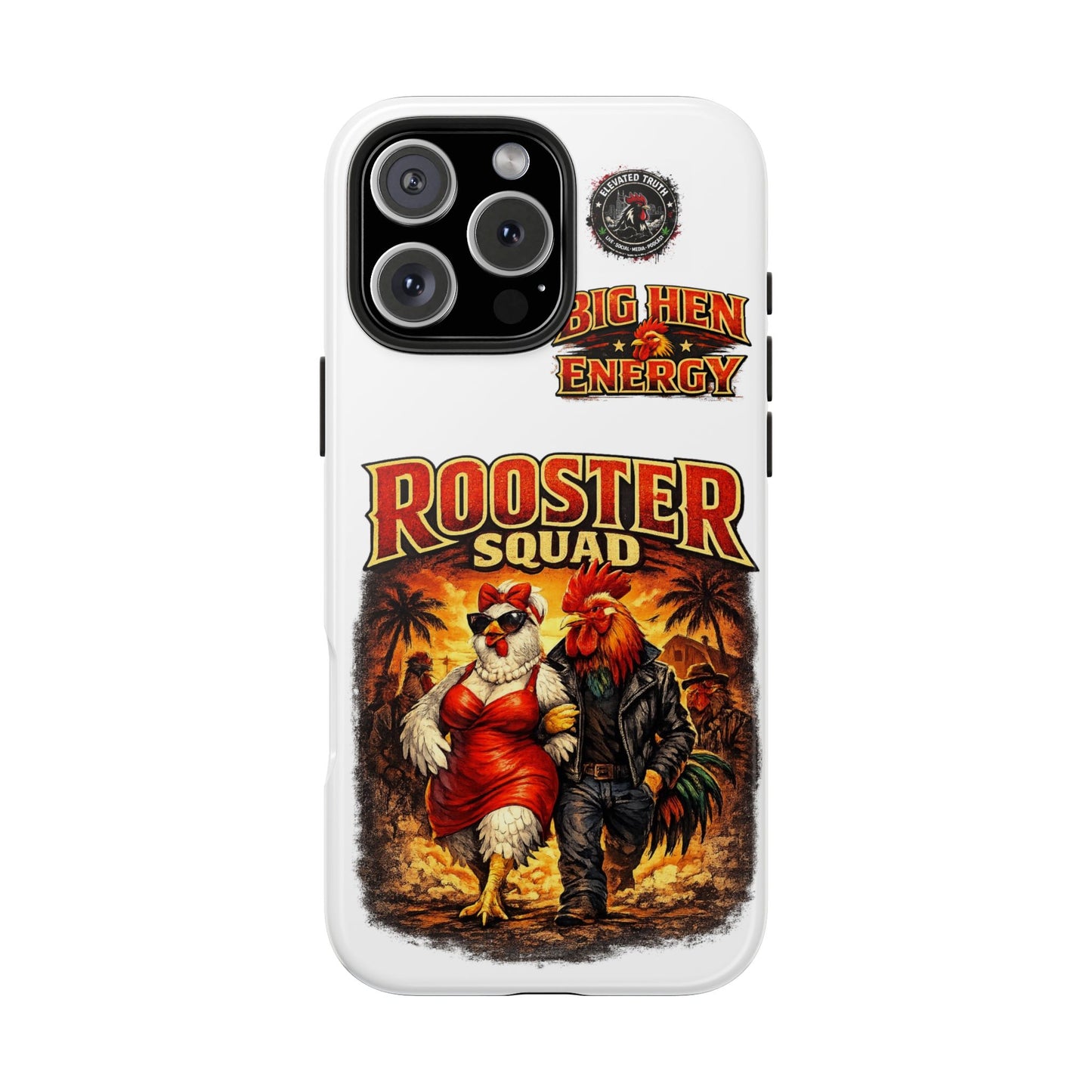 Rooster Squad Tough Phone Case – "Big Hen Energy" Retro Chicken Couple Design