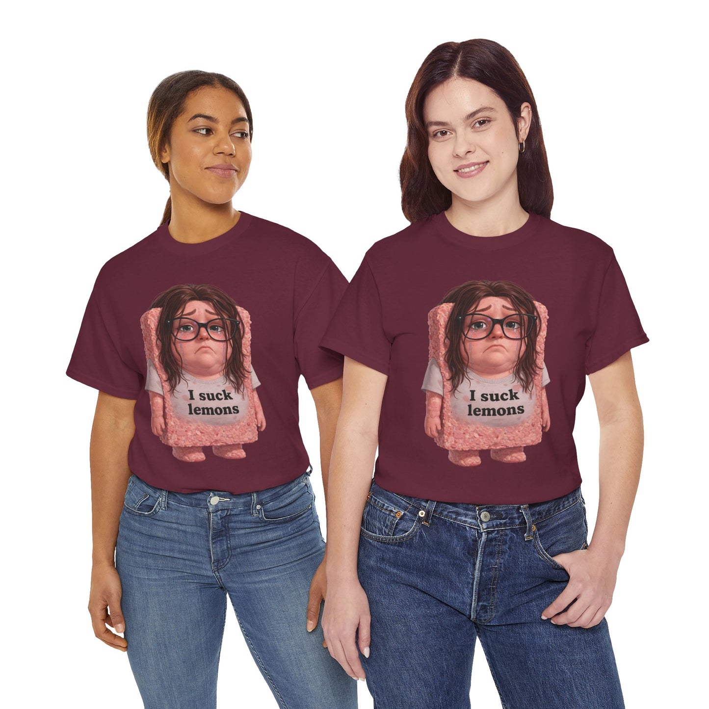 Graphic Tee — Cute Sad SPAM  Character with 'I suck lemons' Slogan