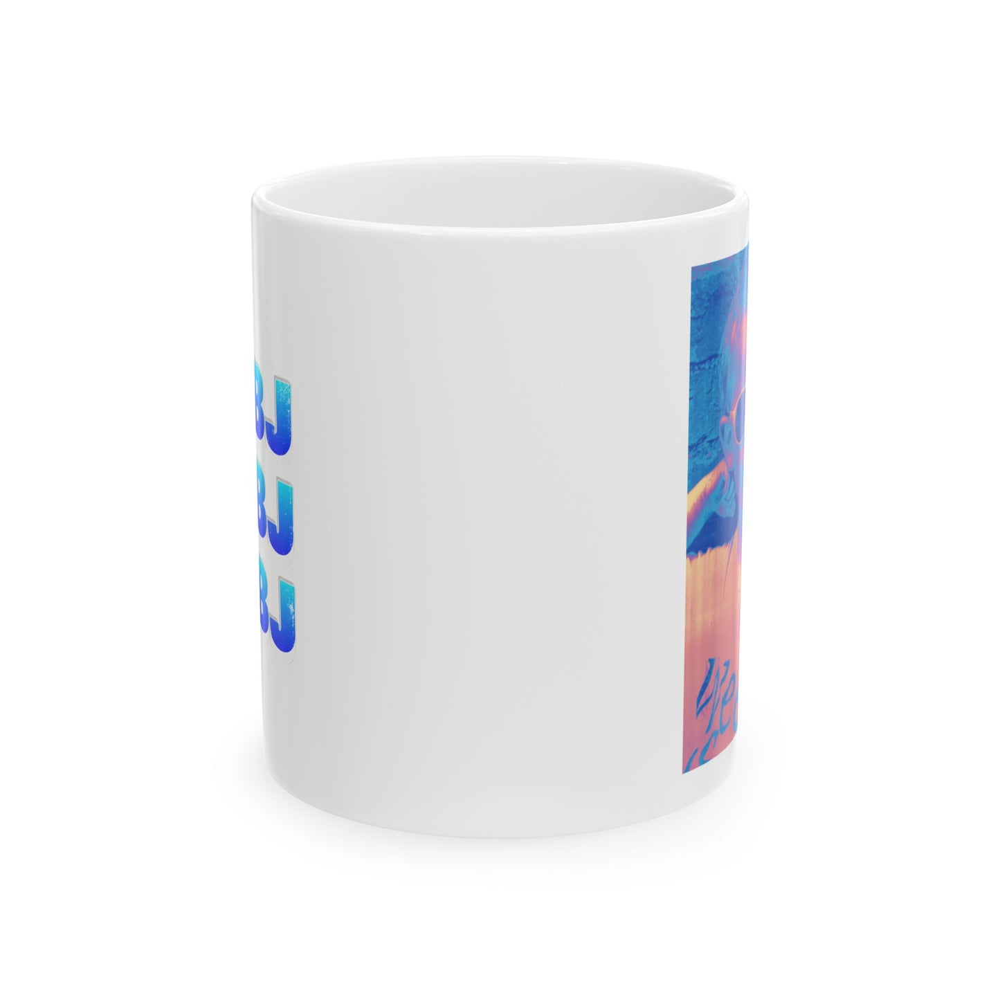 Ceramic Mug — Bright Middle Finger Girl with “#FUBJ”