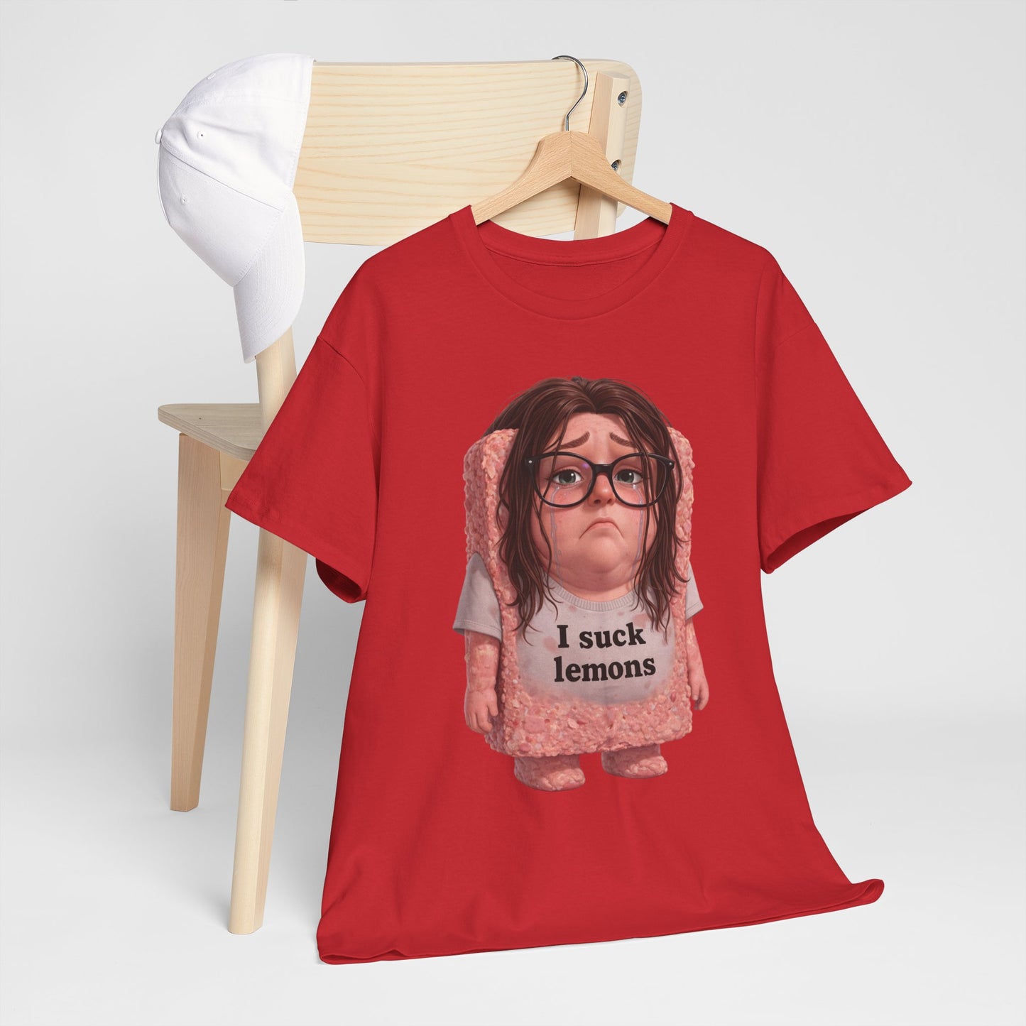 Graphic Tee — Cute Sad SPAM  Character with 'I suck lemons' Slogan