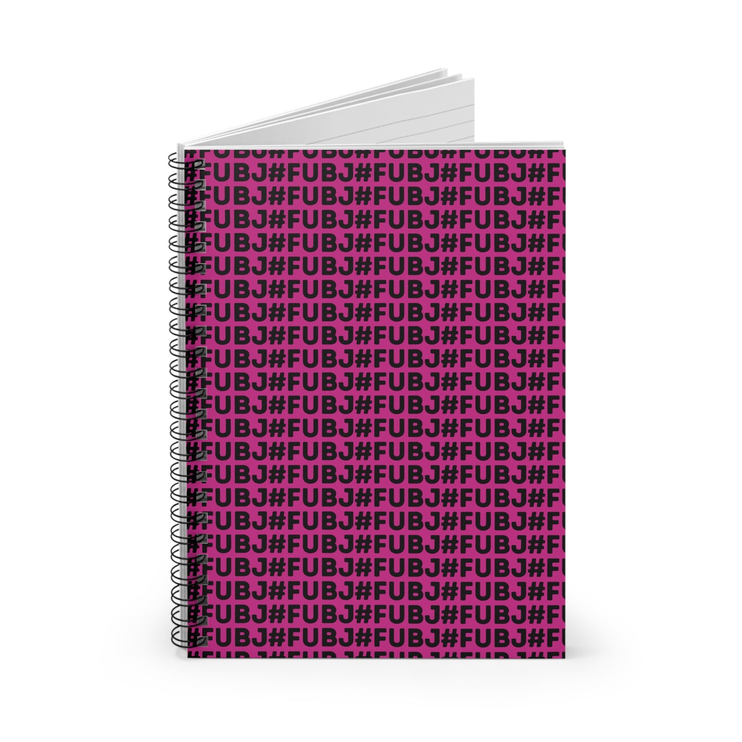 Spiral Notebook — Bold Repeating “FUBJ” Pattern, Lined Journal for Notes & School