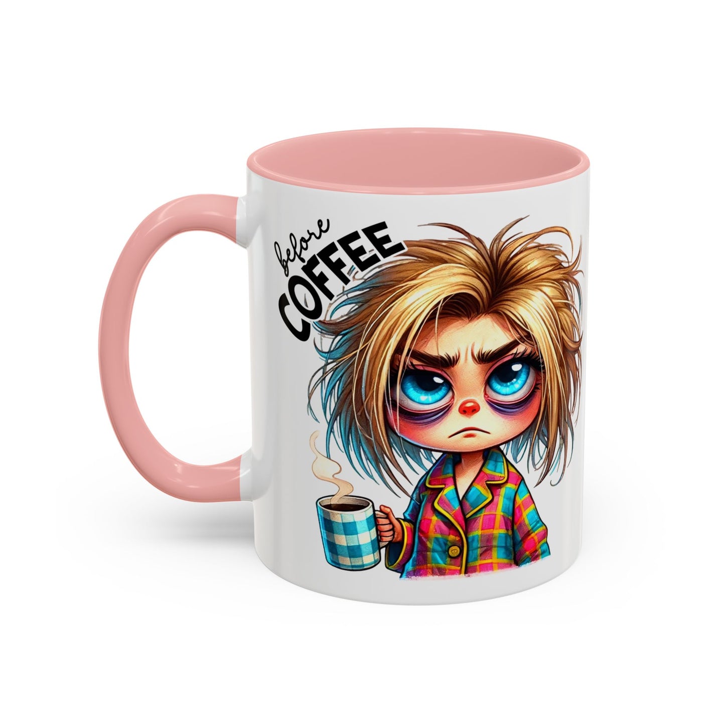 Accent Coffee Mug — Cute Blonde 'Fully Caffeinated' Coffee Lover Gift (11/15 oz)