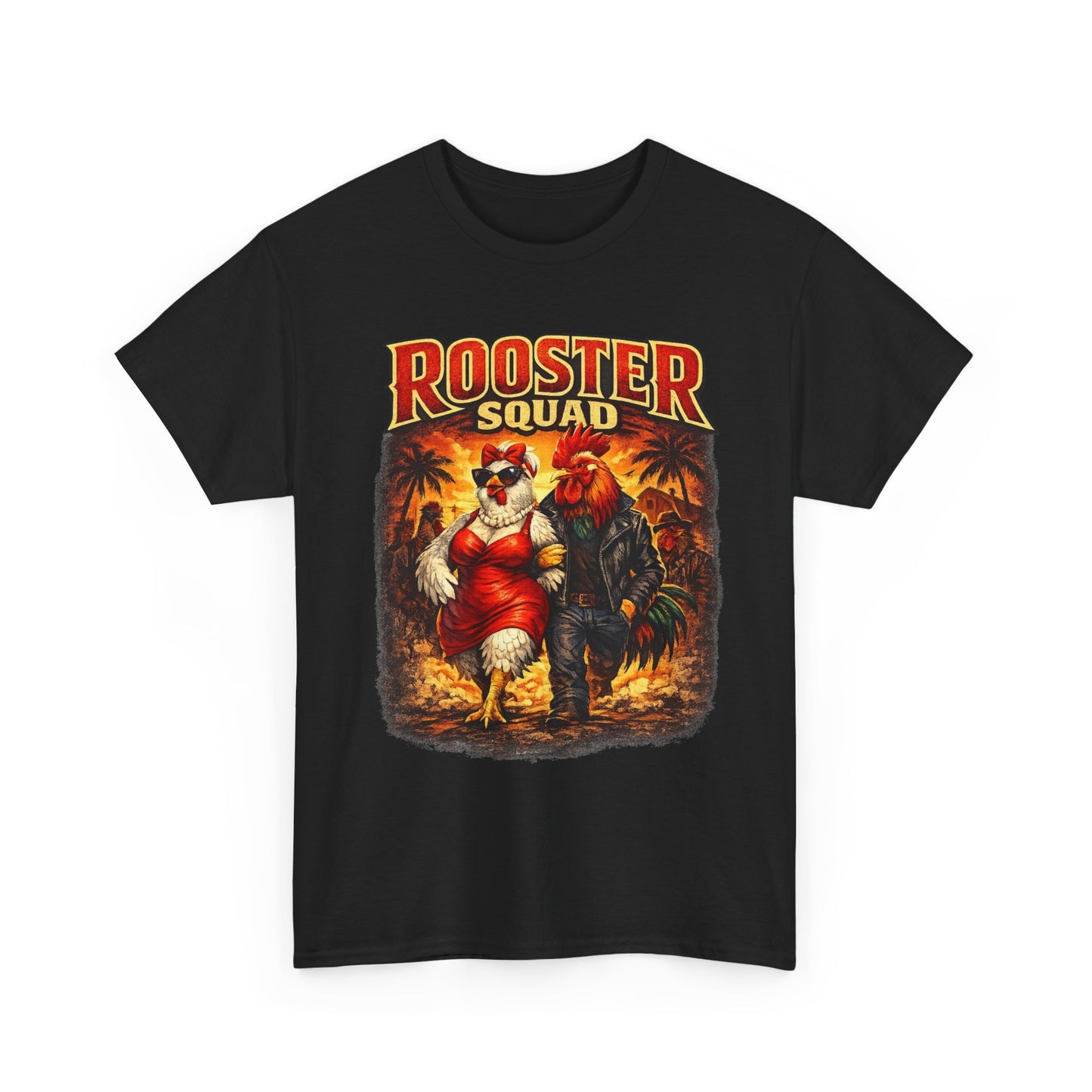 BIG ROOSTER ENERGY: Rooster Squad Vintage Graphic Tee – Retro Tropical Rooster Couple Shirt