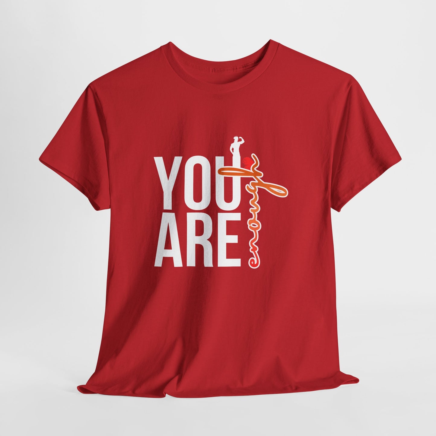 Enough Vertical Script Tee — Minimal Motivational Graphic T-Shirt