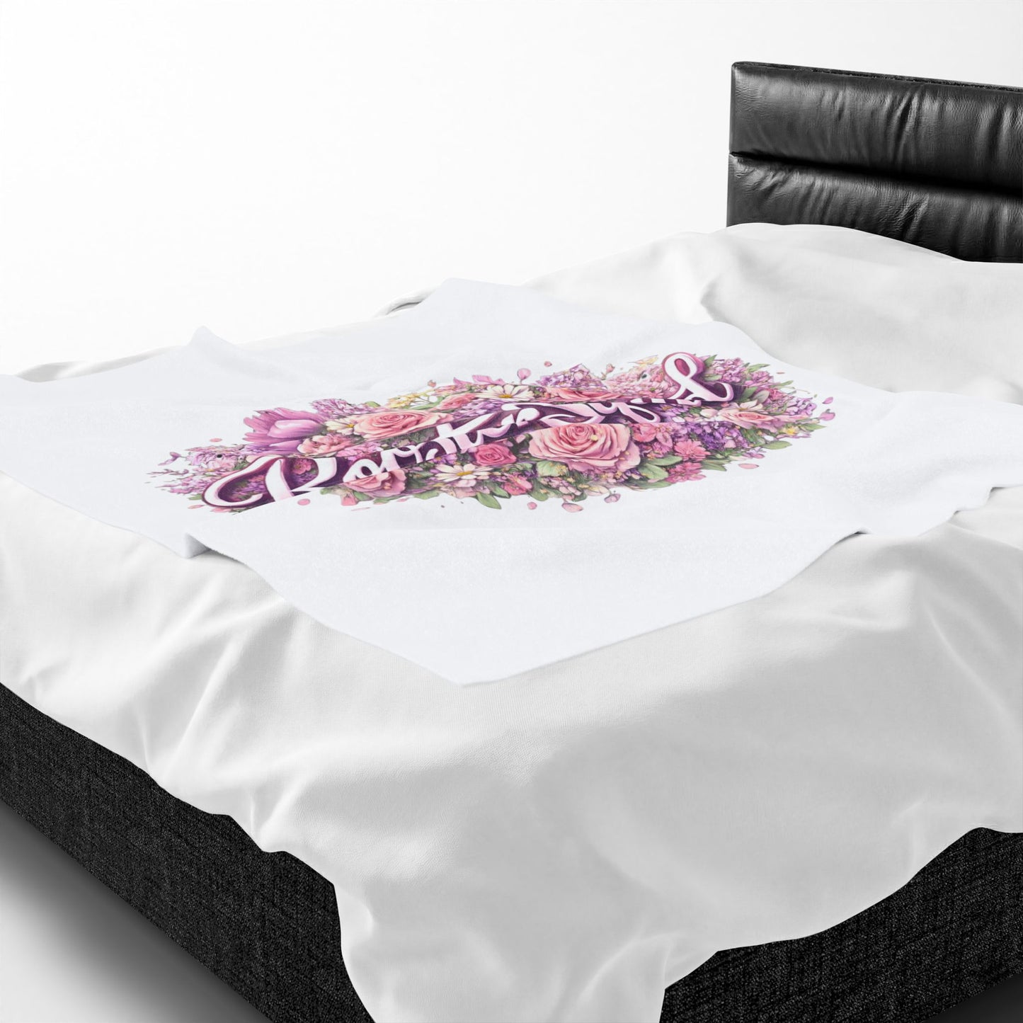 Rooster Squad Pink Floral Bouquet Velveteen Plush Blanket