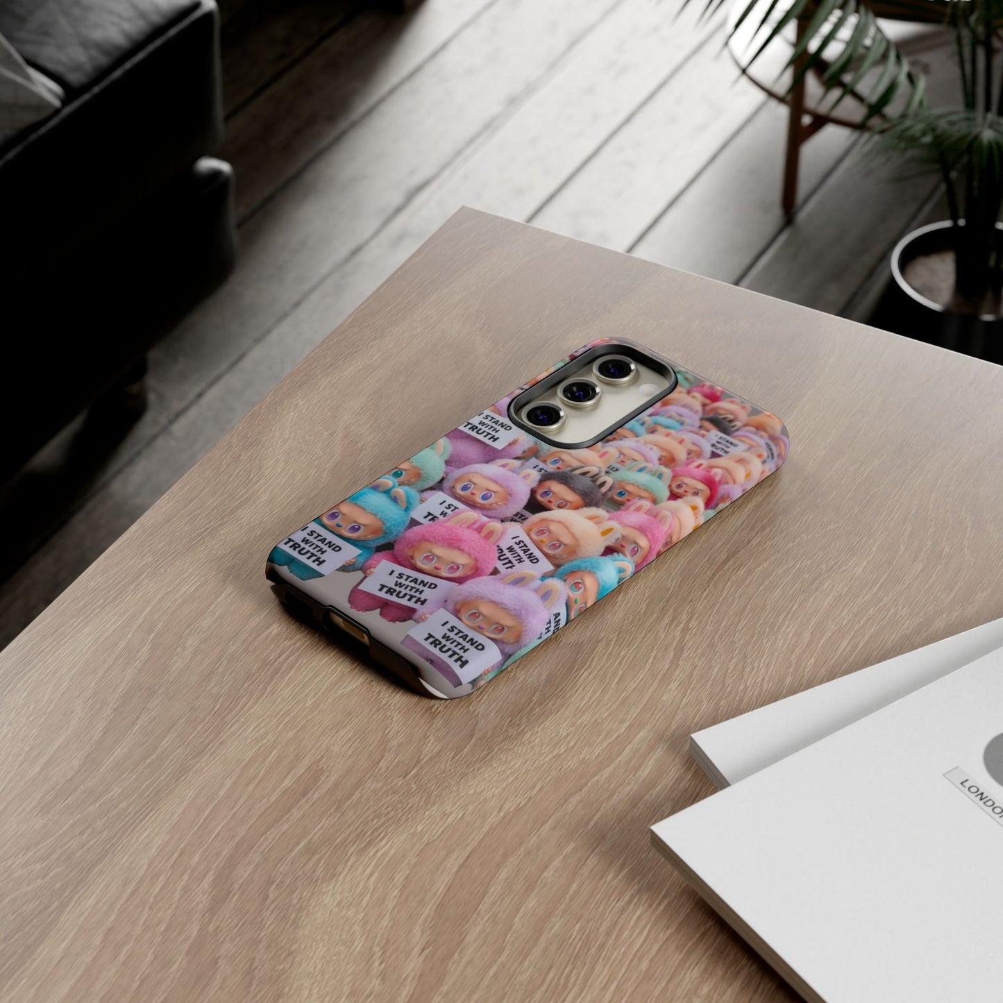 Cute Labubu  Phone Case — "I Stand With Truth" Pastel Doll Design