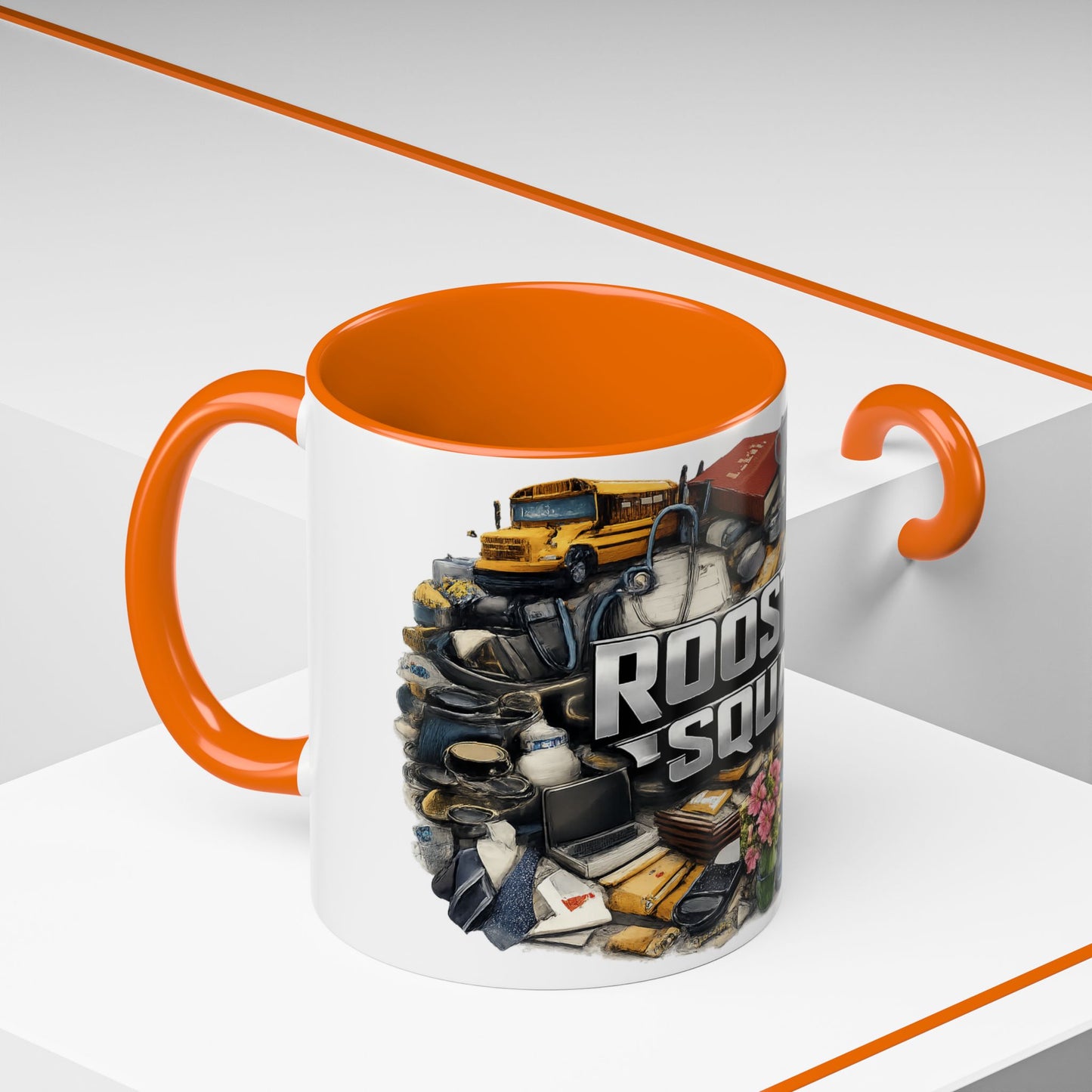 Rooster Squad Accent Coffee Mug — 'Rooster Squad, Loud and Proud' Bright Ceramic Mug