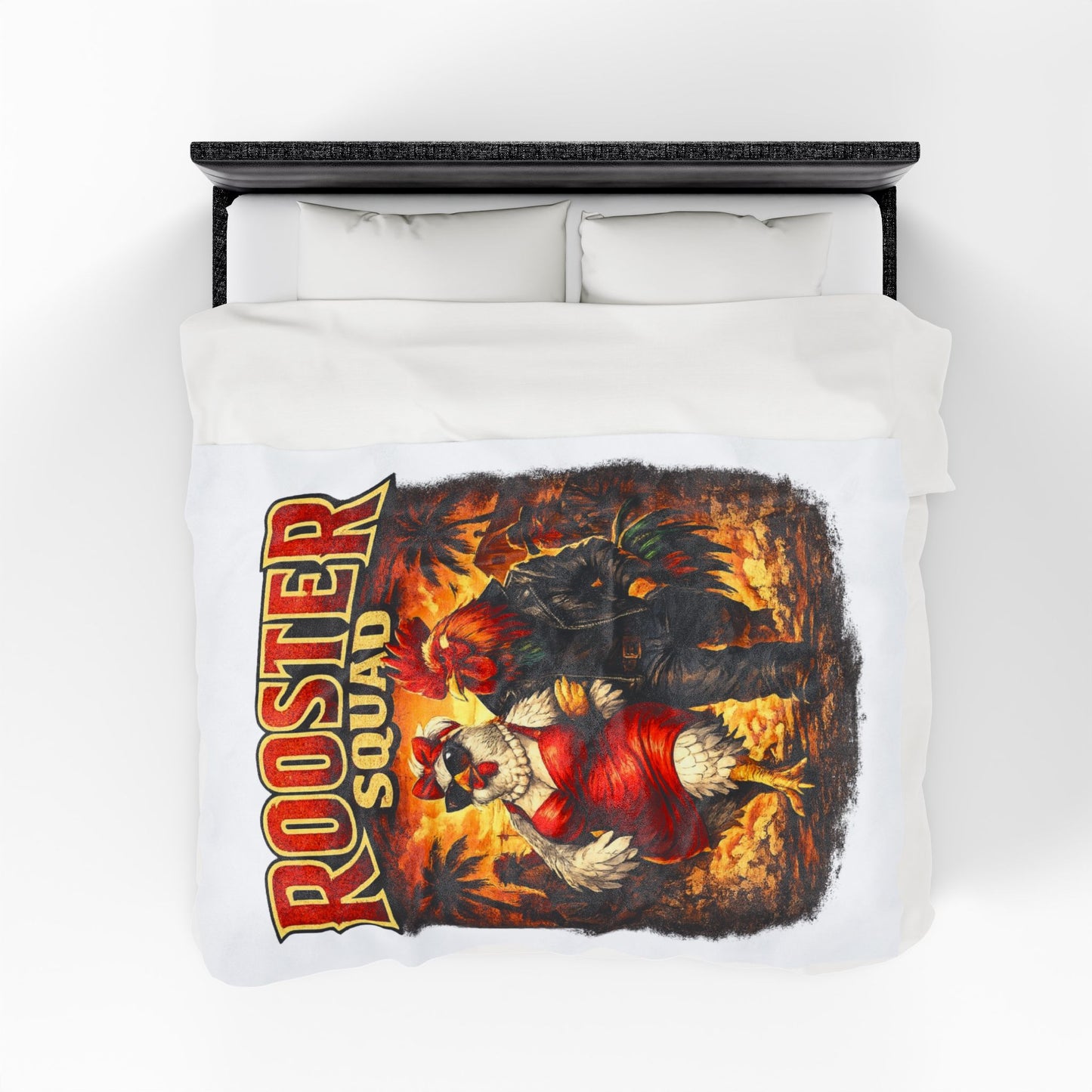 Rooster Squad Velveteen Plush Blanket — Cozy Farmhouse Throw for Chicken Lovers