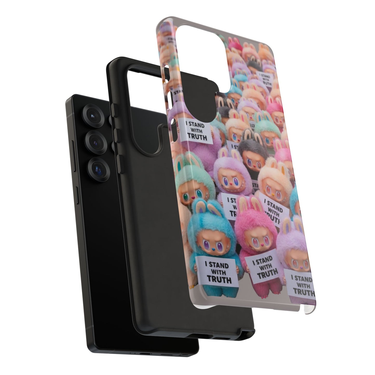 Cute Labubu  Phone Case — "I Stand With Truth" Pastel Doll Design