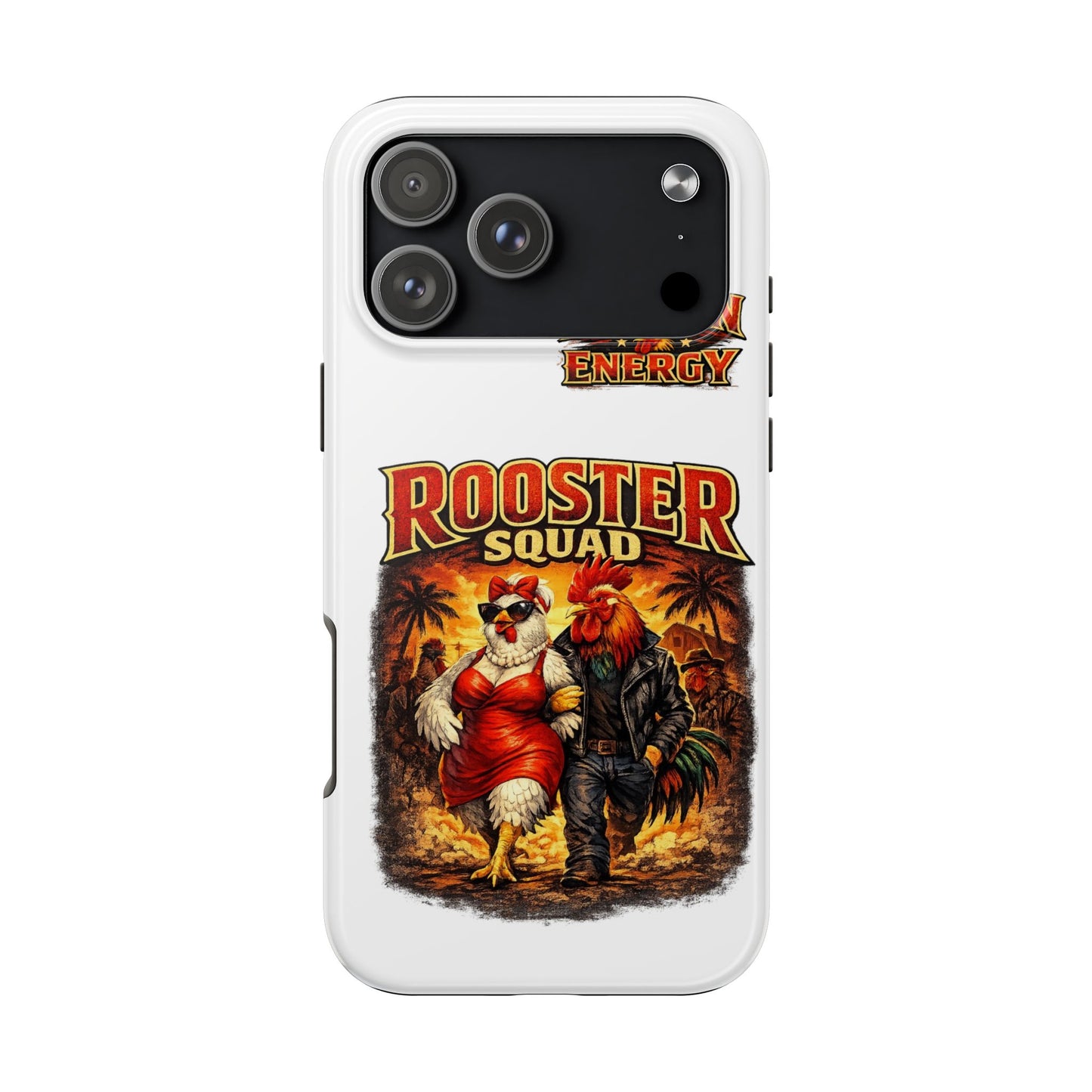 Rooster Squad Tough Phone Case – "Big Hen Energy" Retro Chicken Couple Design