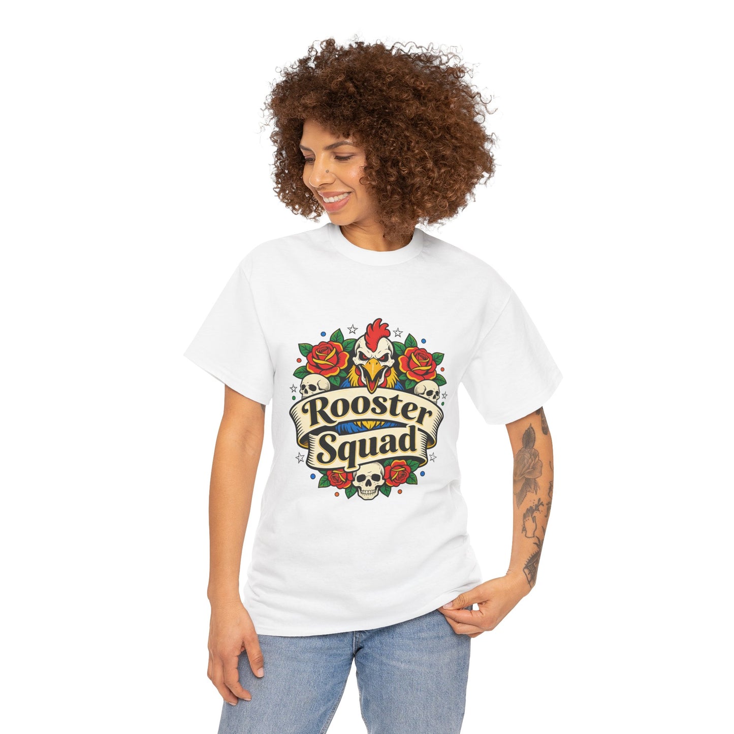 Rooster Squad T-Shirt — Vintage Tattoo Floral Rooster Tee