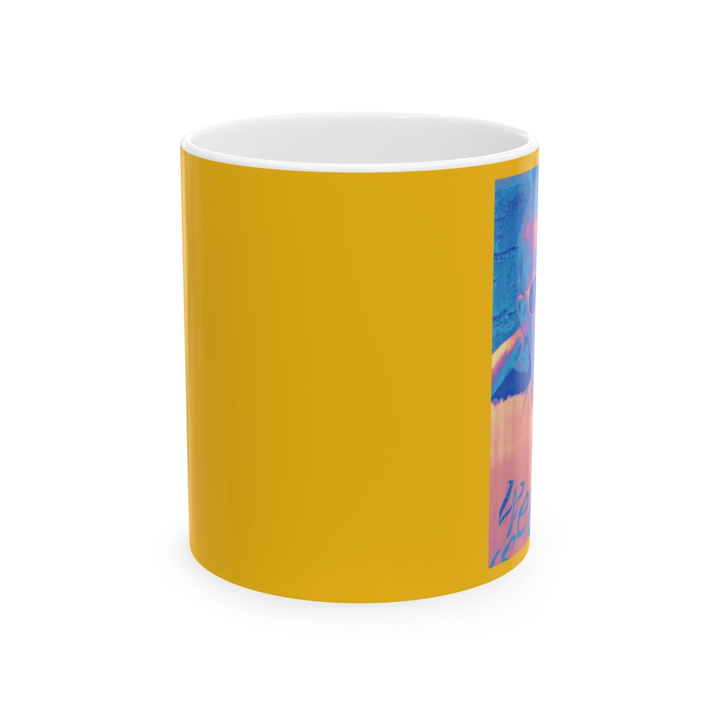 Bold Kid Photo Mug — Retro Neon Portrait Ceramic Coffee Cup (11oz/15oz)