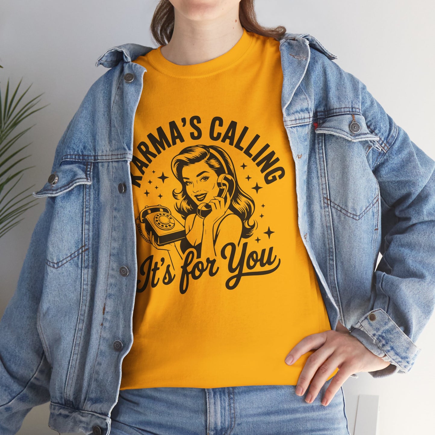 T‑Shirt — “Karma’s Calling, It’s for You” Retro Graphic Tee