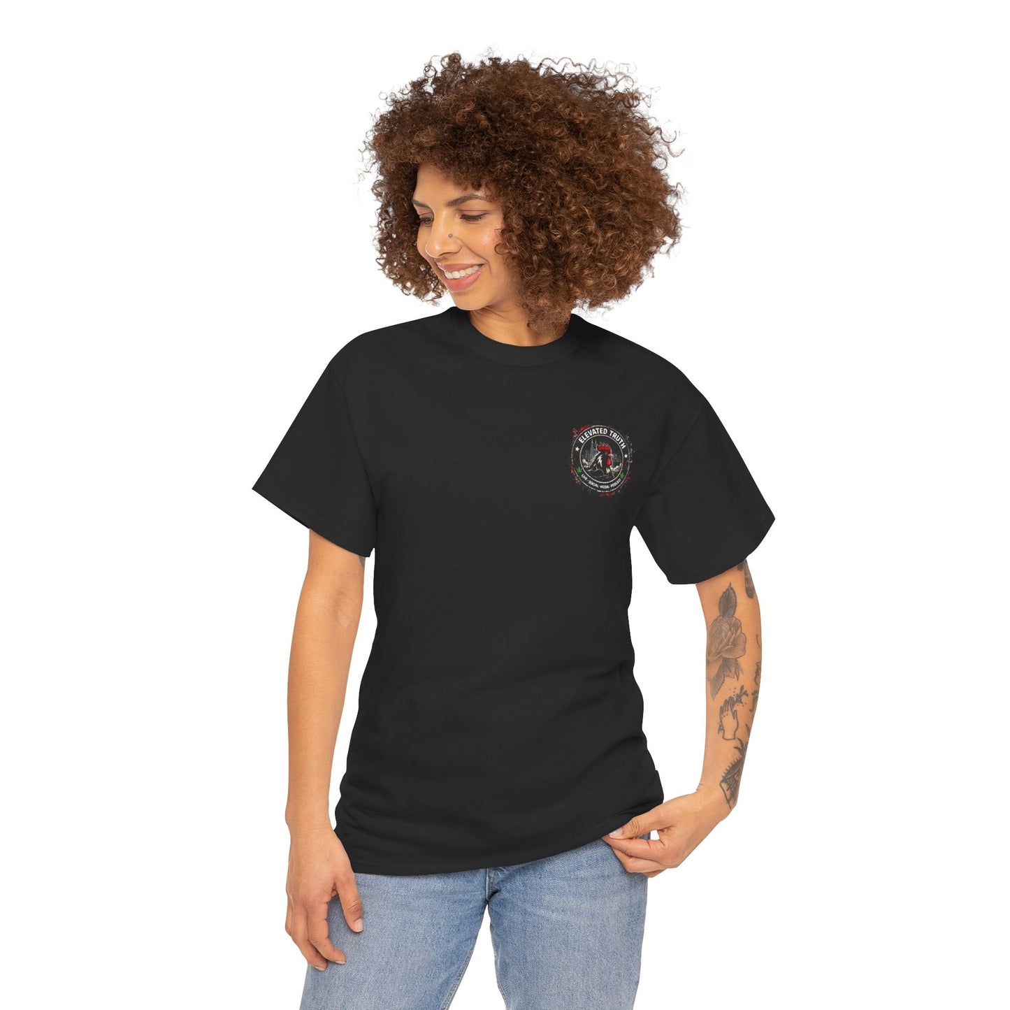 Rooster Squad Graphic Tee — Vintage Firefighter-Style Back Print