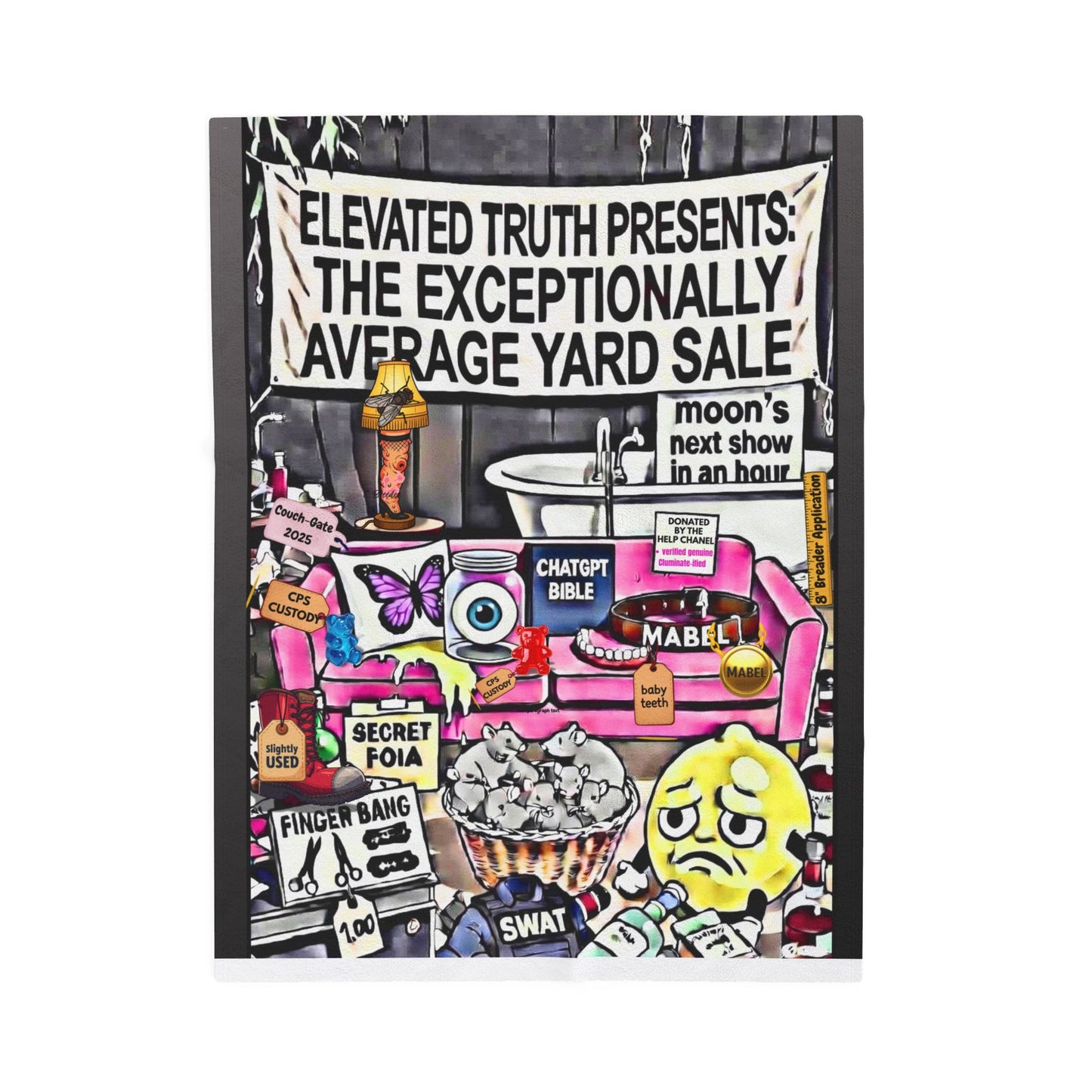 Velveteen Plush Blanket — 'Elevated Truths' Humorous Year‑End Yard Sale Design