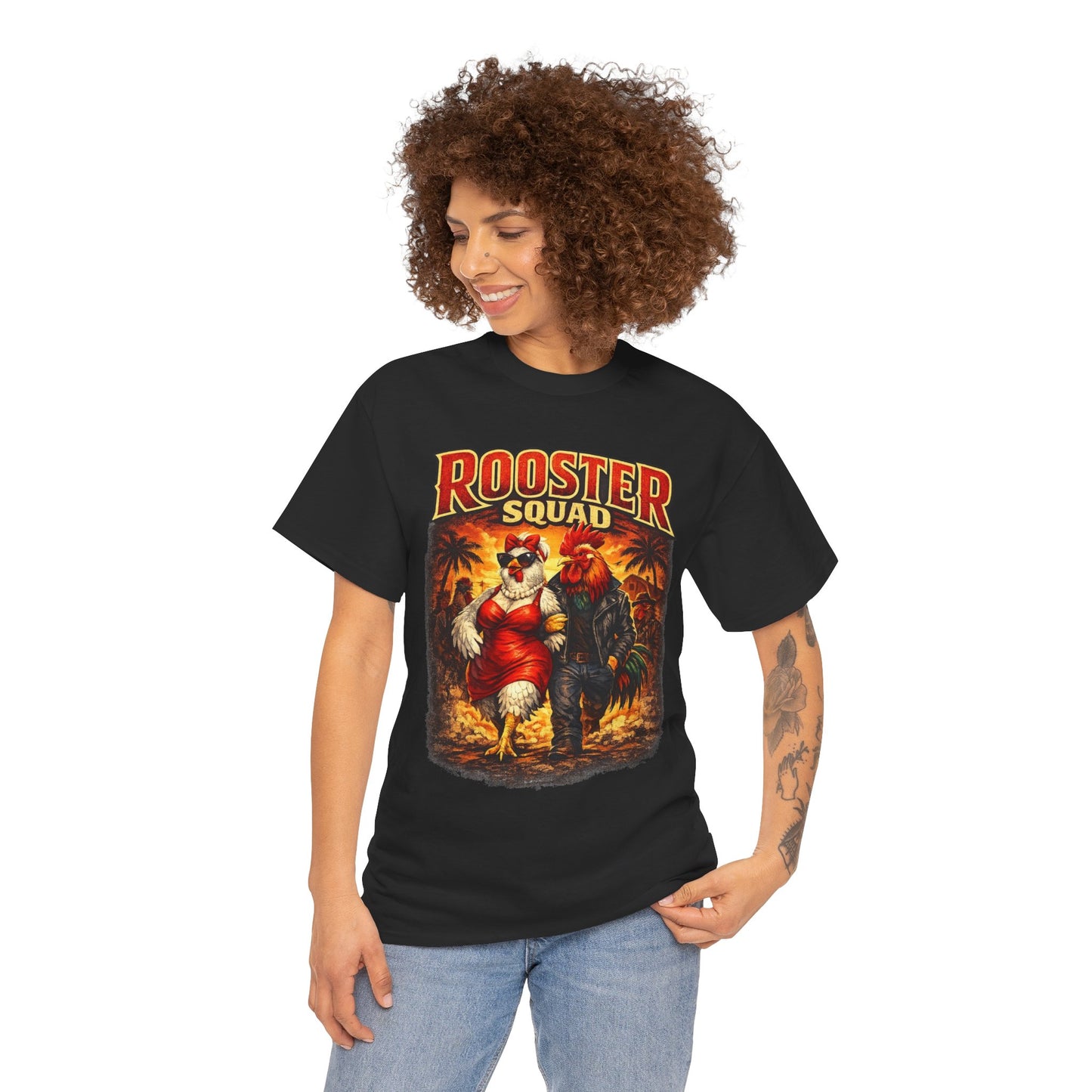 BIG ROOSTER ENERGY: Rooster Squad Vintage Graphic Tee – Retro Tropical Rooster Couple Shirt