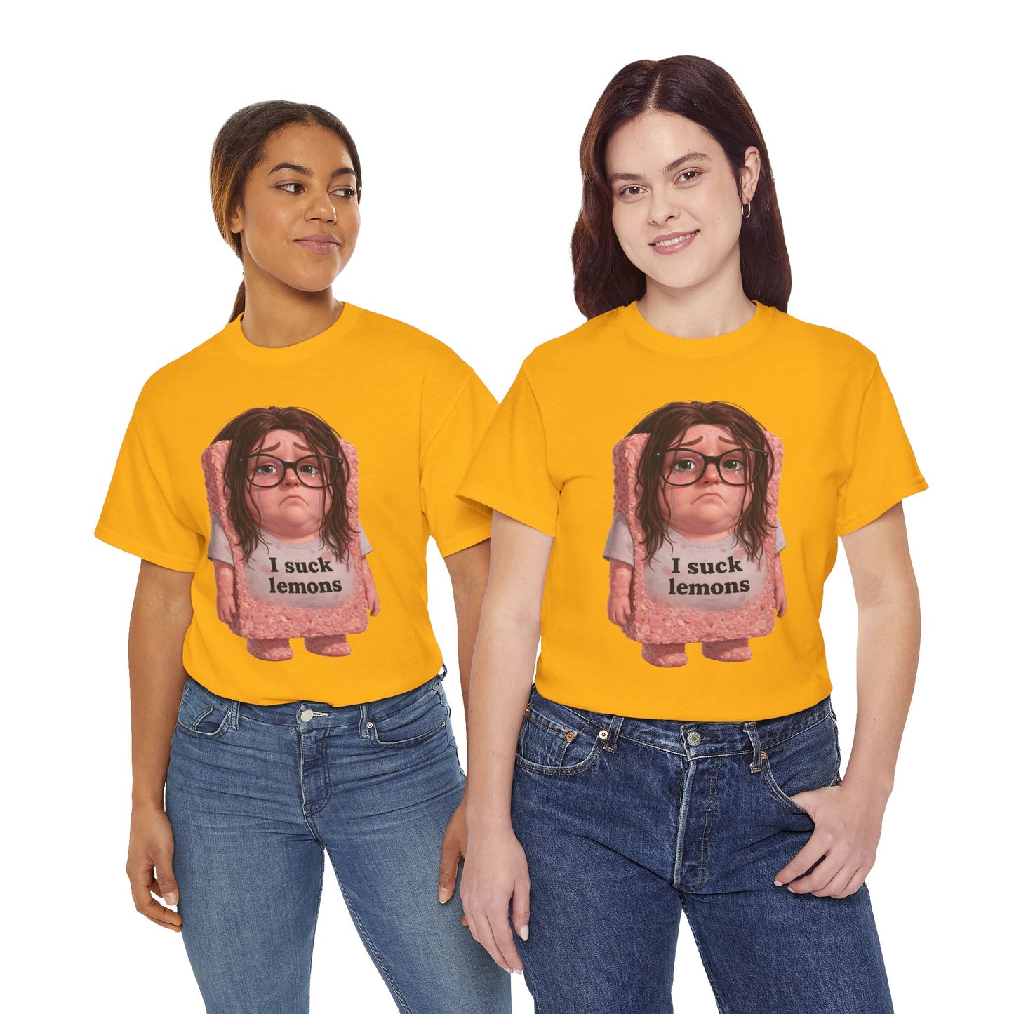 Graphic Tee — Cute Sad SPAM  Character with 'I suck lemons' Slogan