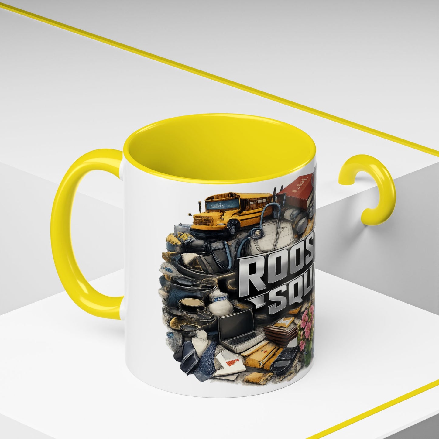Rooster Squad Accent Coffee Mug — 'Rooster Squad, Loud and Proud' Bright Ceramic Mug