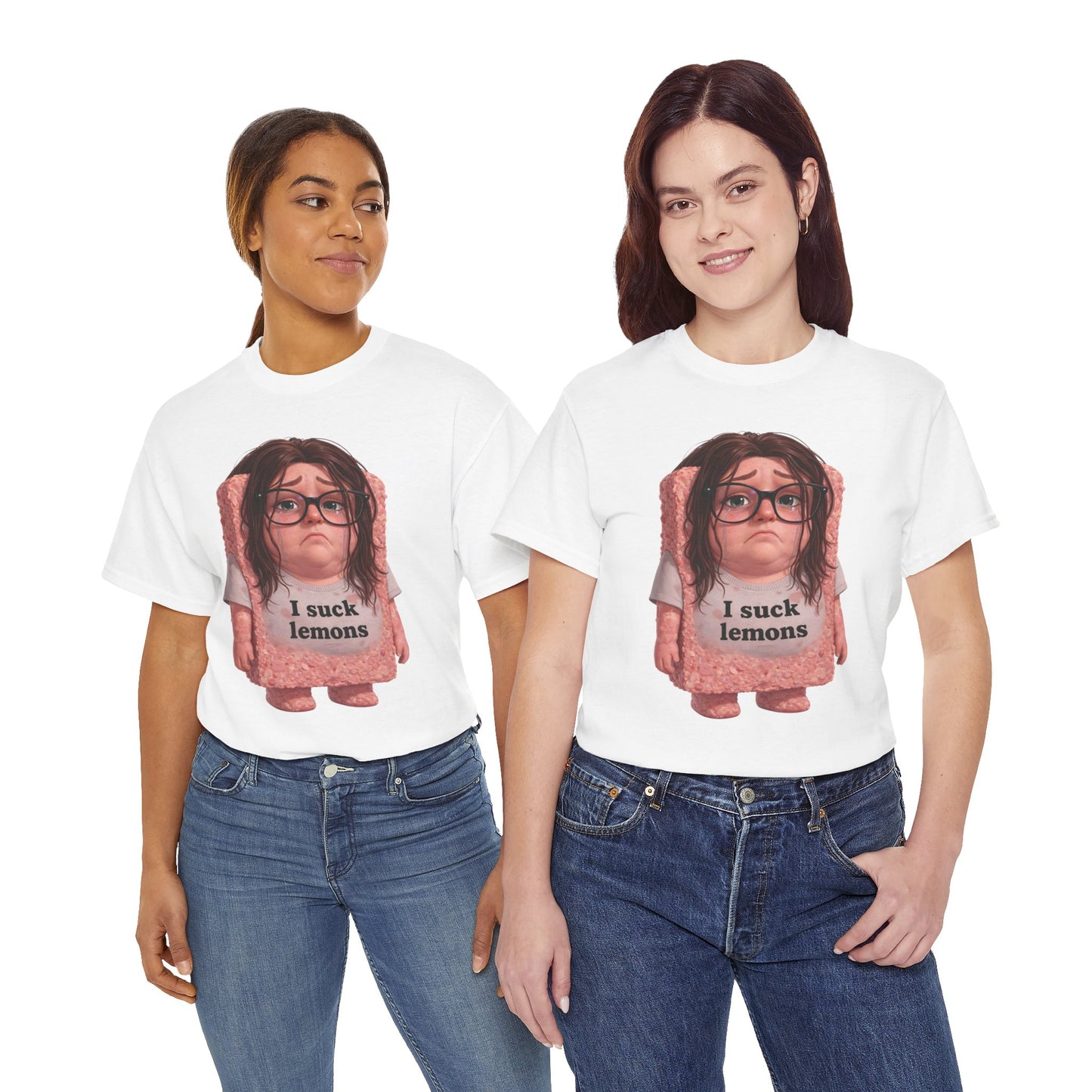 Graphic Tee — Cute Sad SPAM  Character with 'I suck lemons' Slogan