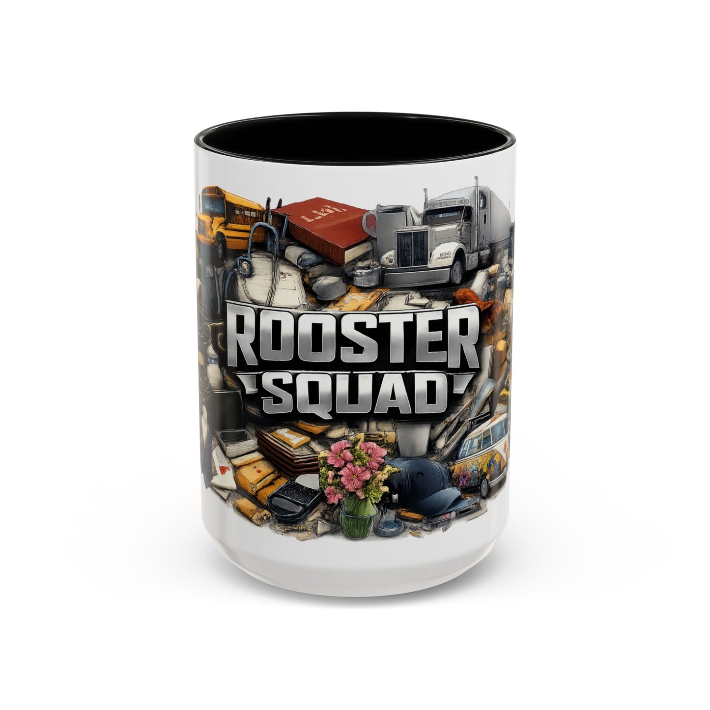 Rooster Squad Accent Coffee Mug — 'Rooster Squad, Loud and Proud' Bright Ceramic Mug