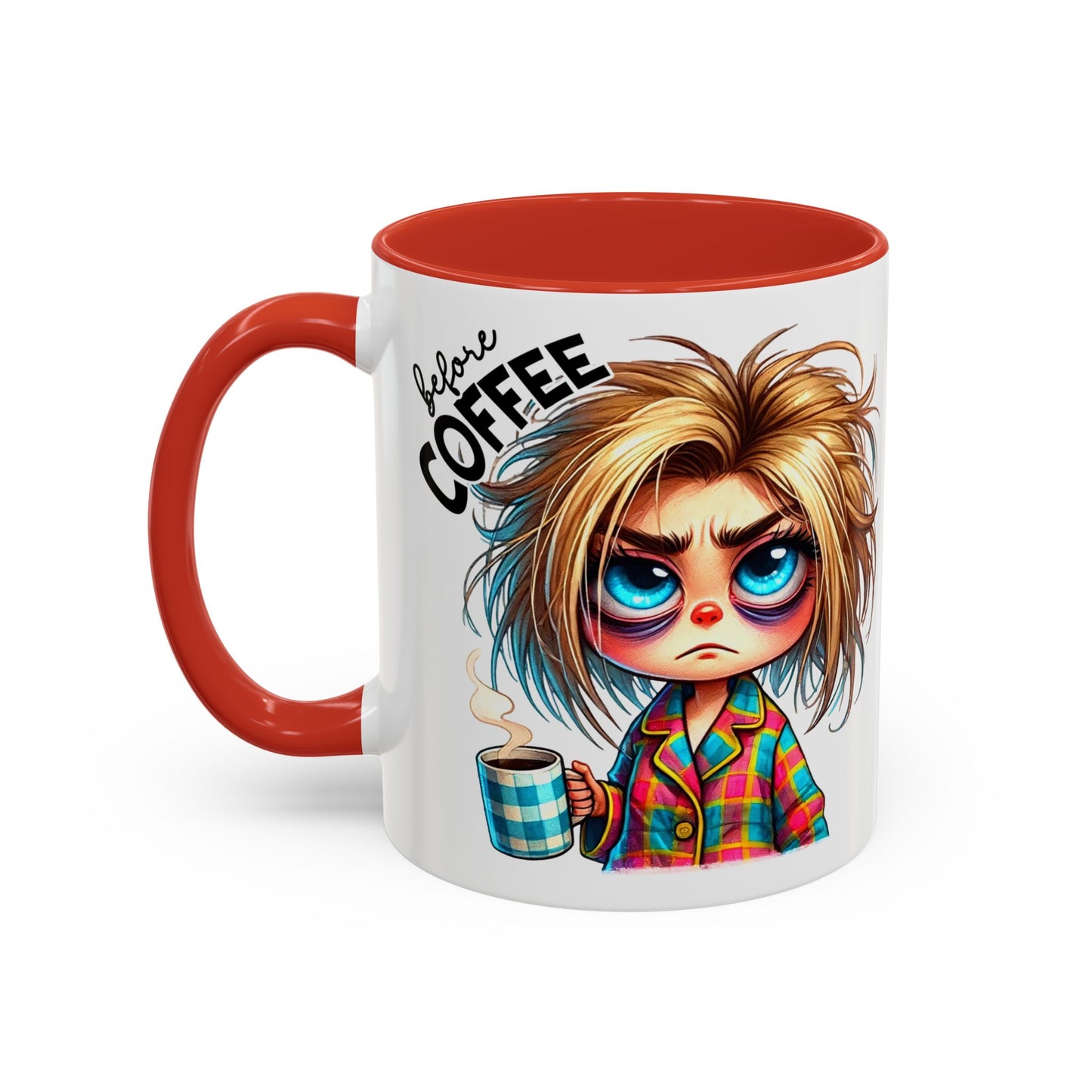 Accent Coffee Mug — Cute Blonde 'Fully Caffeinated' Coffee Lover Gift (11/15 oz)